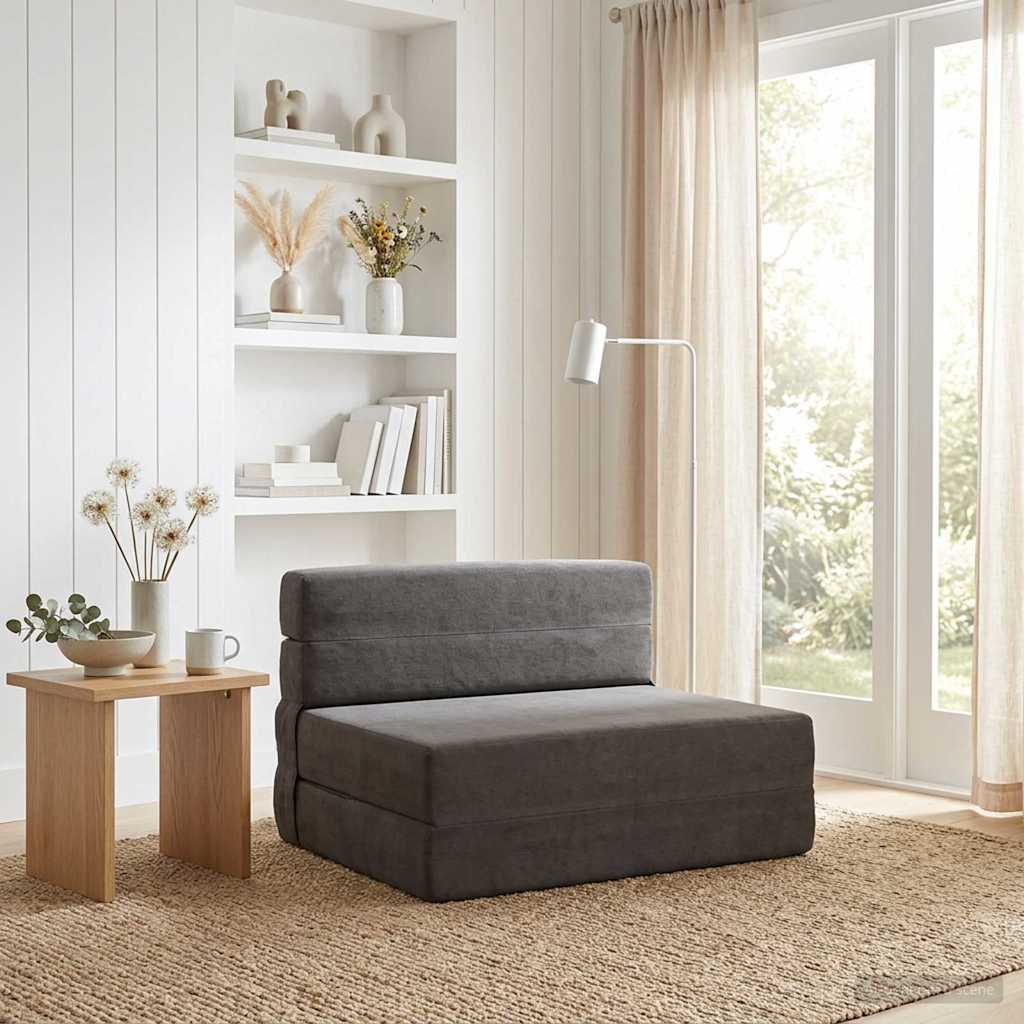 Vouwbare Bankbed Donkergrijs 70 x 72 x 60 cm Stof is nu te koop bij PeponiXL, paradijselijk wonen!