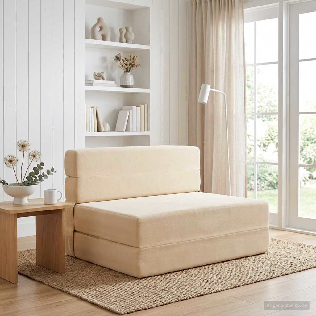 Vouwbare Bankbed Crèmekleurig 70 x 72 x 60 cm Stof is nu te koop bij PeponiXL, paradijselijk wonen!