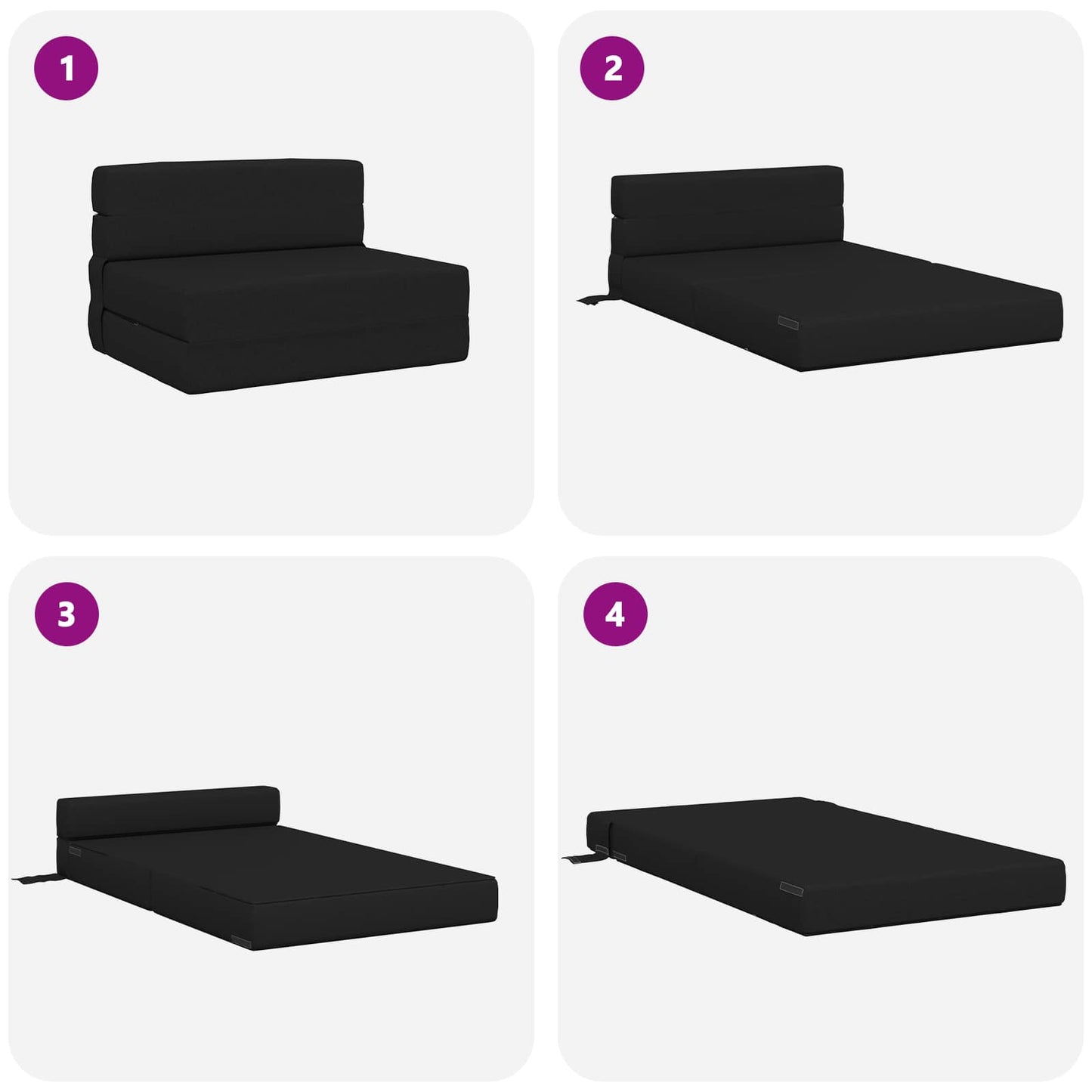 Vouwsofa Bed Zwart 190 x 70 x 15 cm Stof is nu te koop bij PeponiXL, paradijselijk wonen!