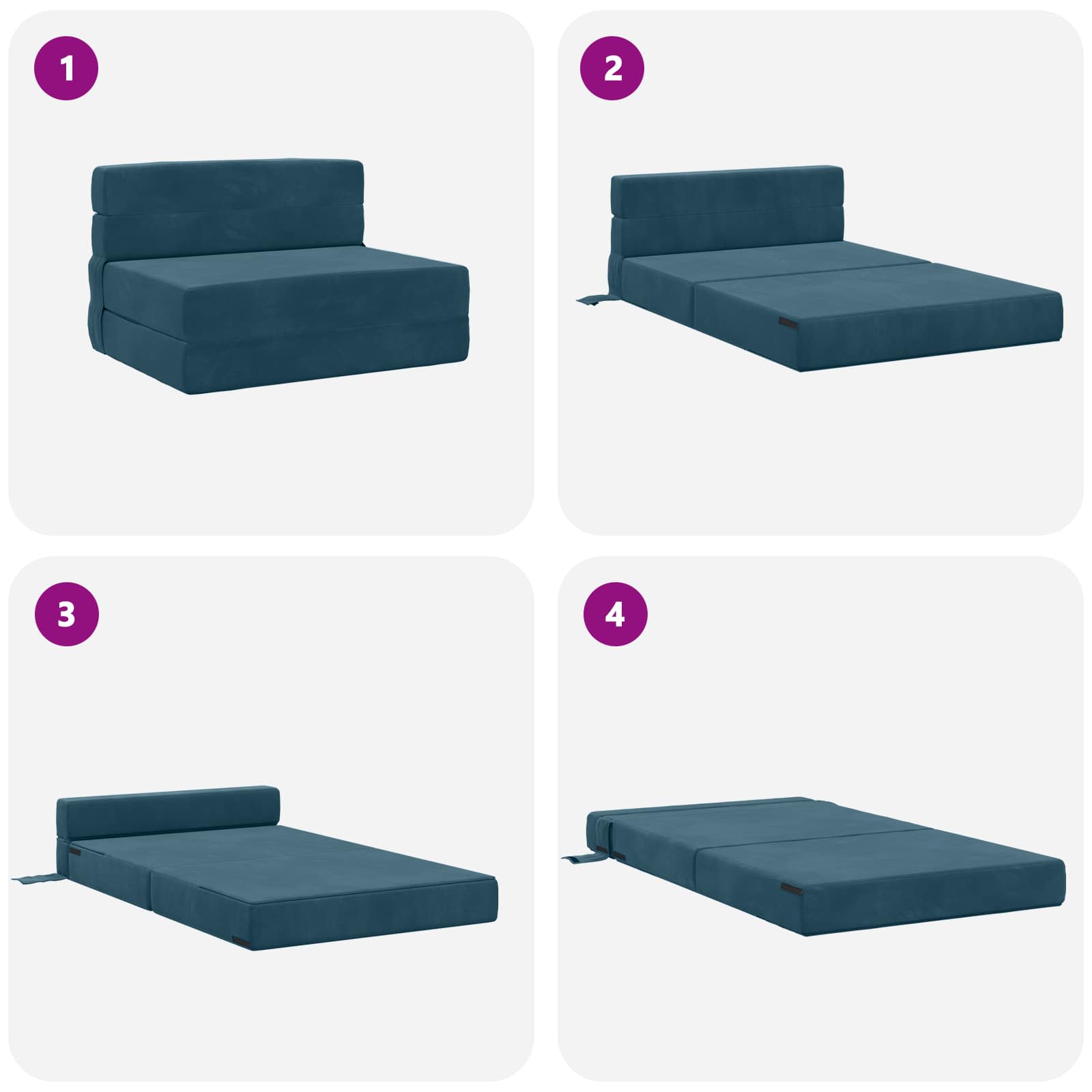Vouwsofa Bed Blauw 190 x 70 x 15 cm Fluweel is nu te koop bij PeponiXL, paradijselijk wonen!