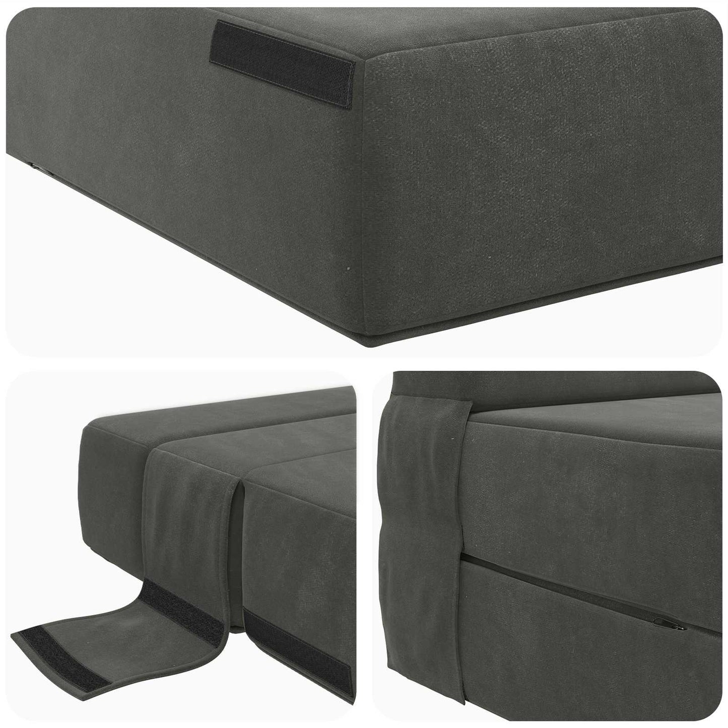 Vouwsofa Bed Donkergrijs 190 x 70 x 15 cm Fluweel is nu te koop bij PeponiXL, paradijselijk wonen!