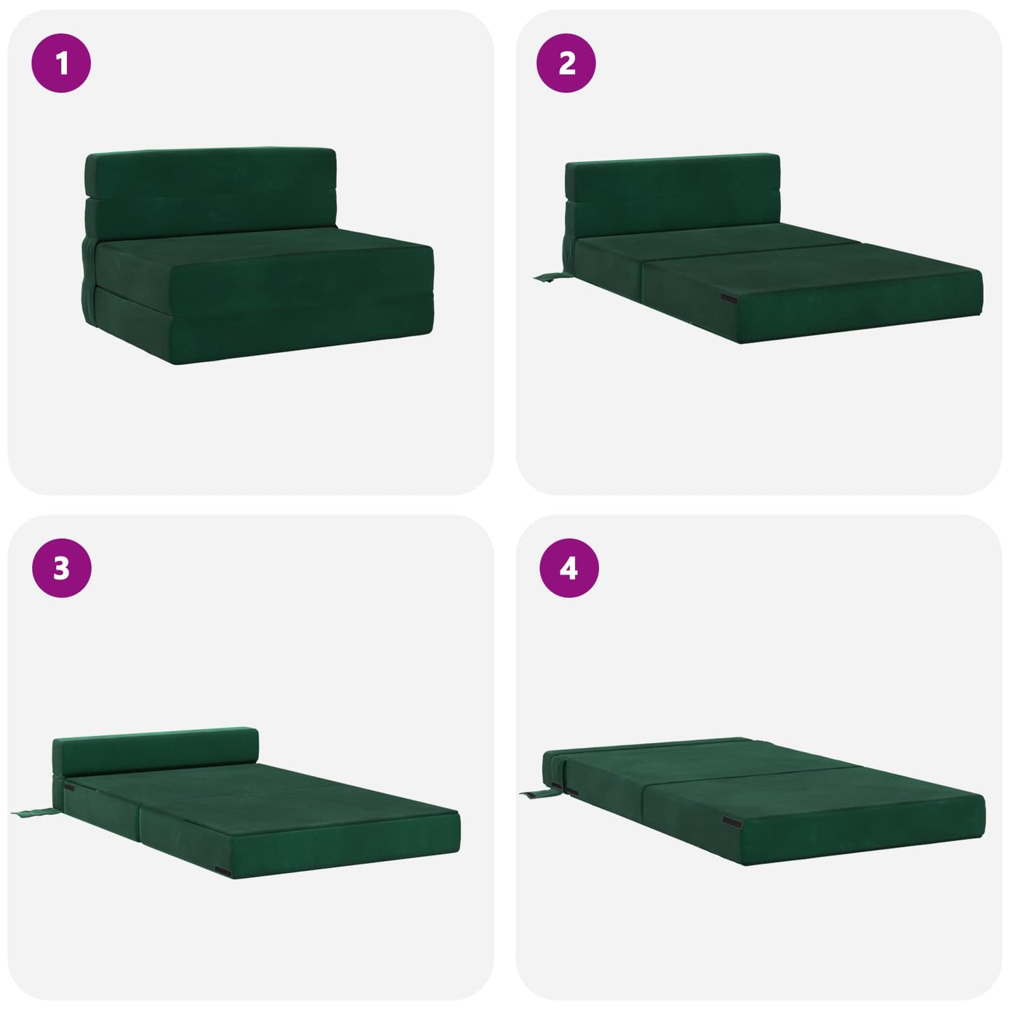 Vouwsofa Bed Donkergroen 190 x 70 x 15 cm Fluweel is nu te koop bij PeponiXL, paradijselijk wonen!