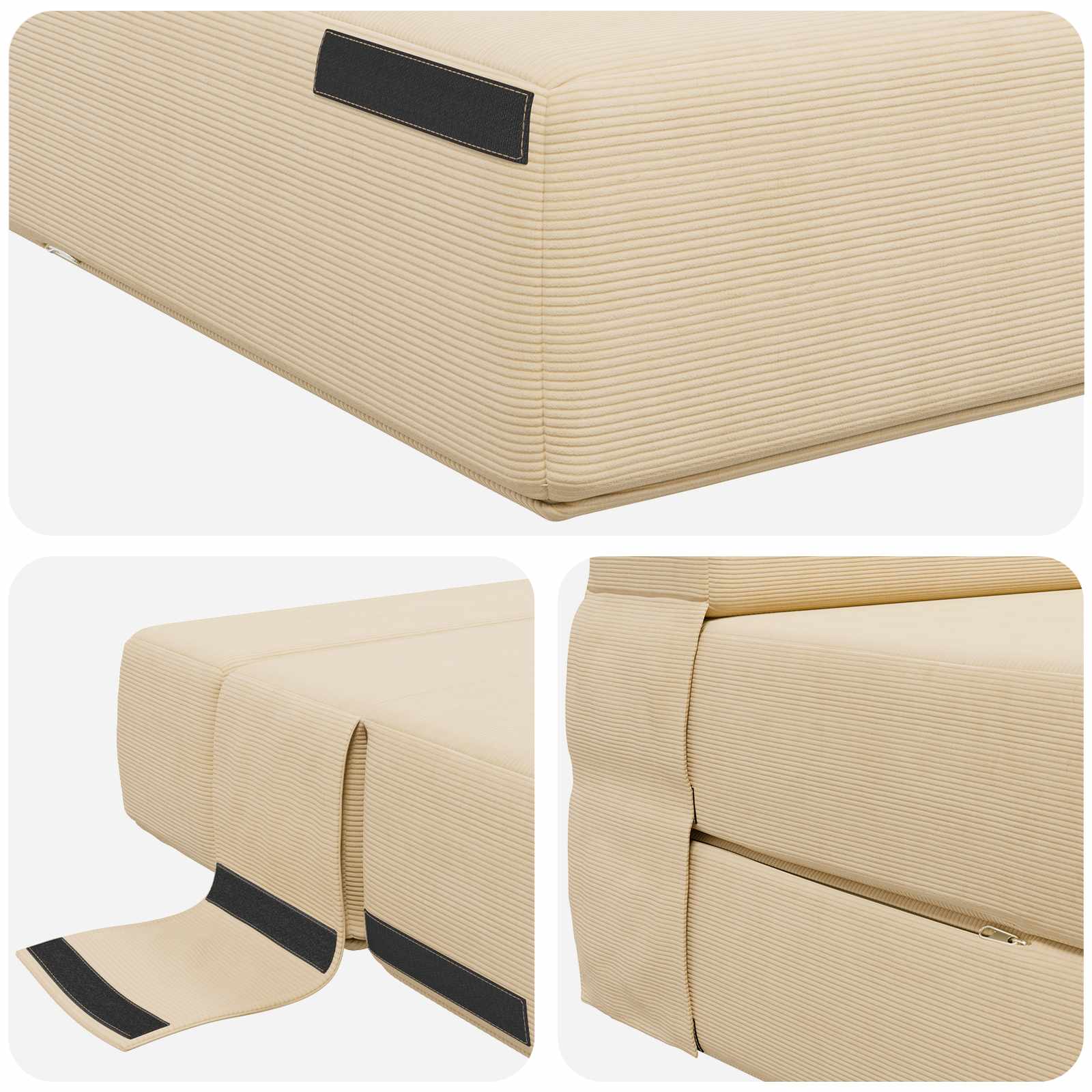 Vouwsofa Bed Crème 190 x 70 x 15 cm Katoen Stof is nu te koop bij PeponiXL, paradijselijk wonen!