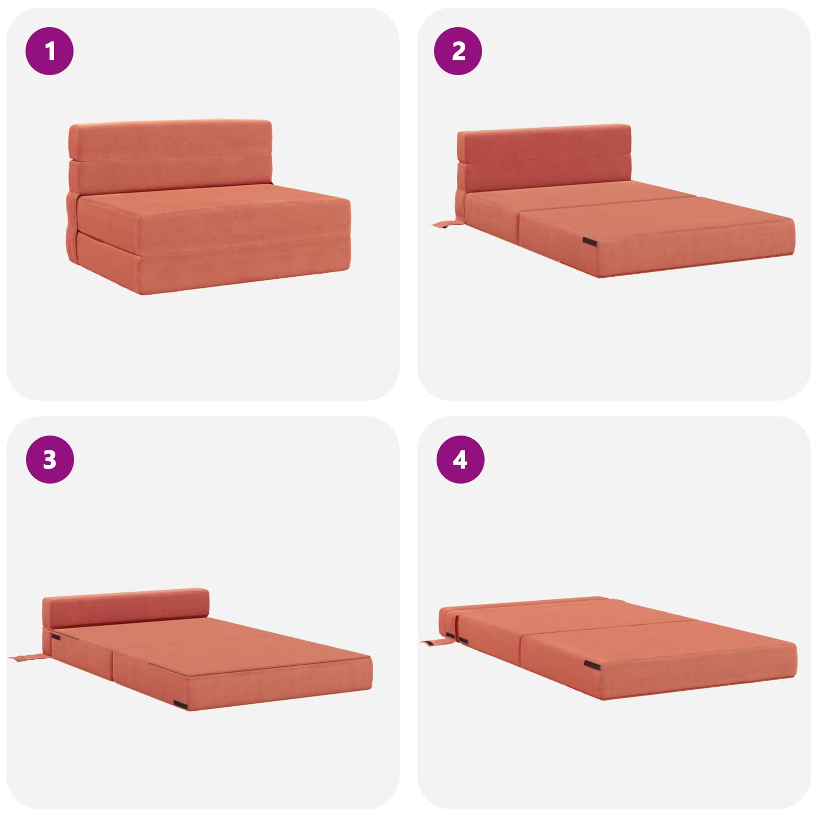 Vouwsofa Bed Rood-oranje 190 x 70 x 15 cm Katoen Stof is nu te koop bij PeponiXL, paradijselijk wonen!