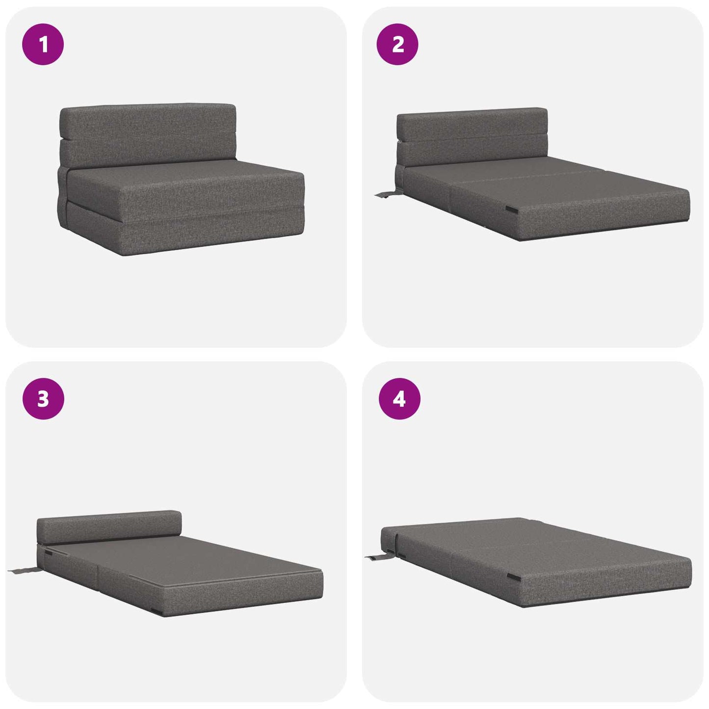 Vouwsofa Bed Lichtgrijs 190 x 100 x 15 cm Stof is nu te koop bij PeponiXL, paradijselijk wonen!