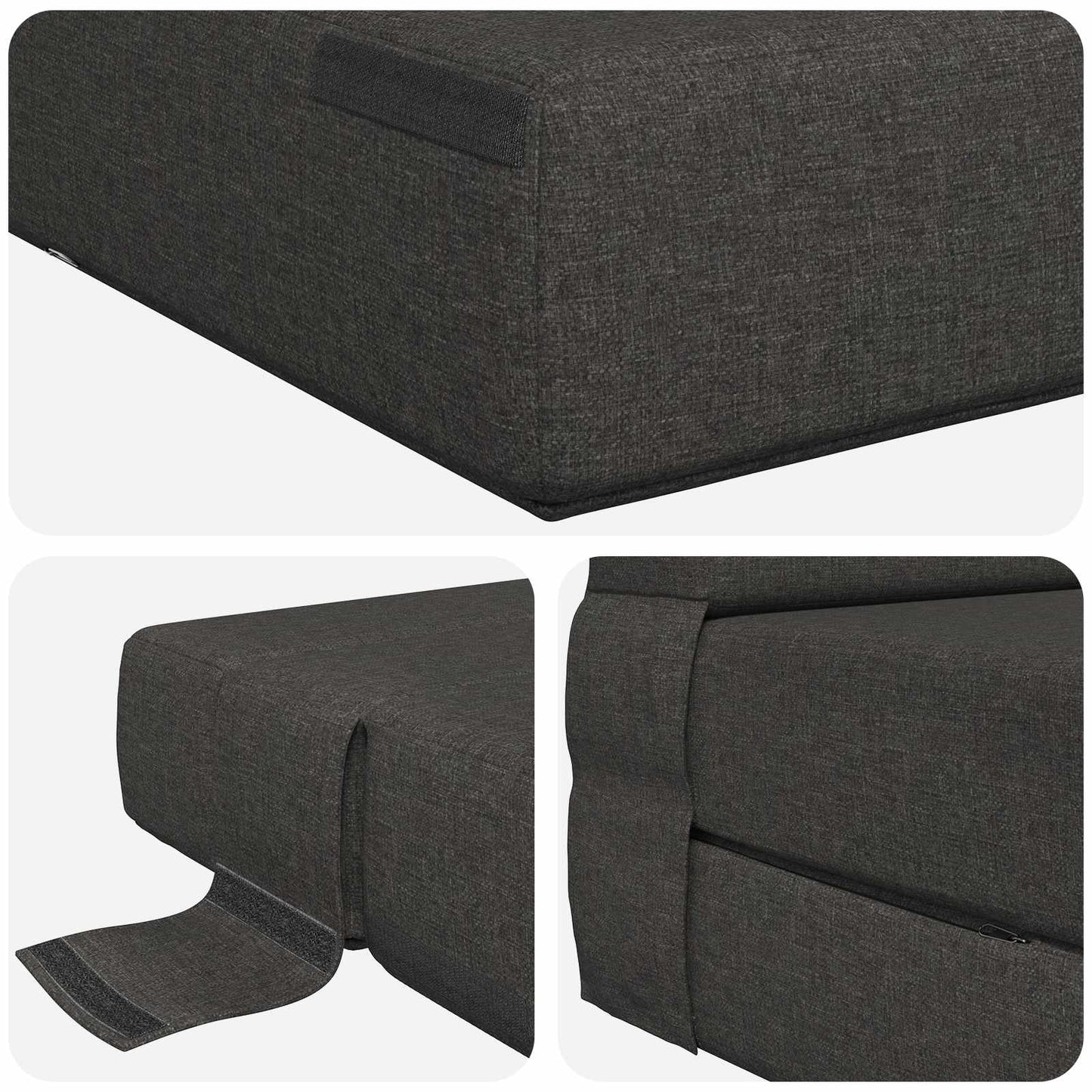 Vouwsofa Bed Donkergrijs 190 x 100 x 15 cm Stof is nu te koop bij PeponiXL, paradijselijk wonen!