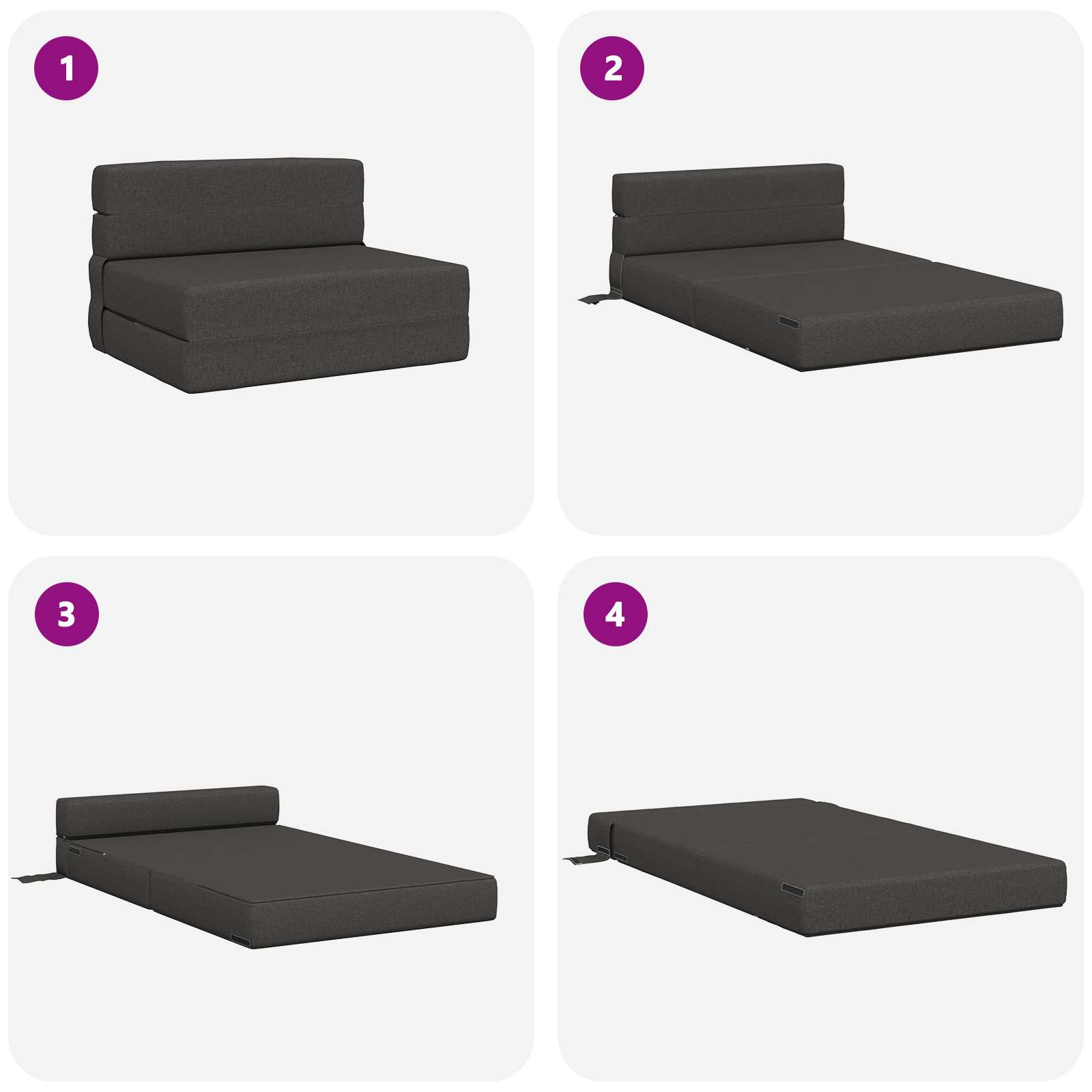 Vouwsofa Bed Donkergrijs 190 x 100 x 15 cm Stof is nu te koop bij PeponiXL, paradijselijk wonen!
