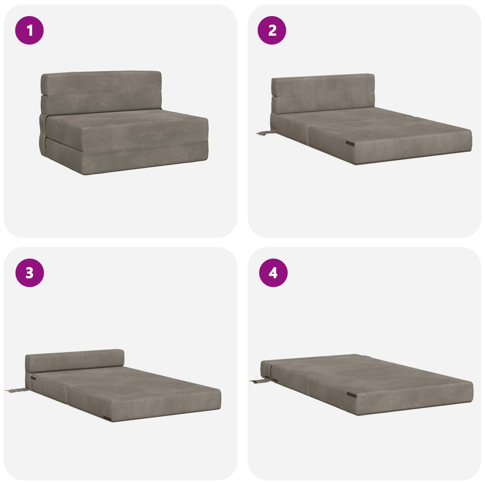 Vouwsofa Bed Lichtgrijs 190 x 100 x 15 cm Fluweel is nu te koop bij PeponiXL, paradijselijk wonen!
