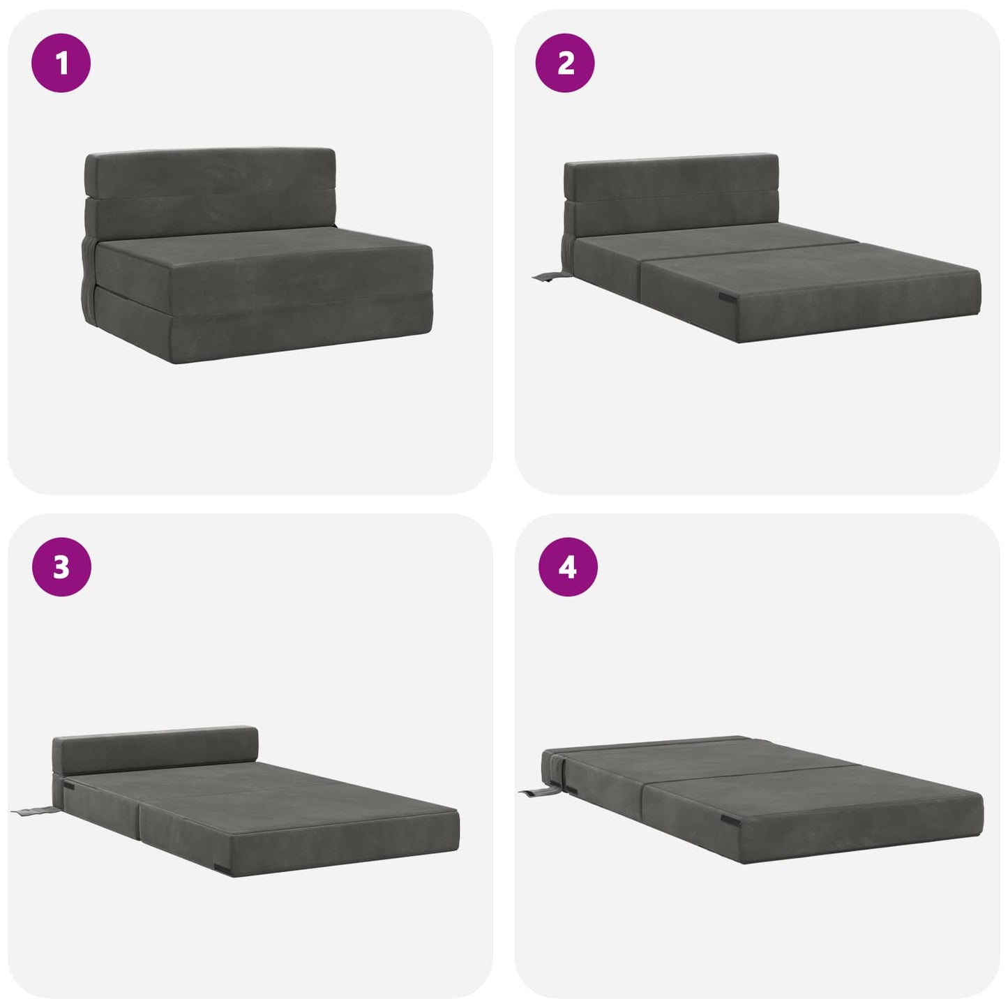 Vouwsofa Bed Donkergrijs 190 x 100 x 15 cm Fluweel is nu te koop bij PeponiXL, paradijselijk wonen!
