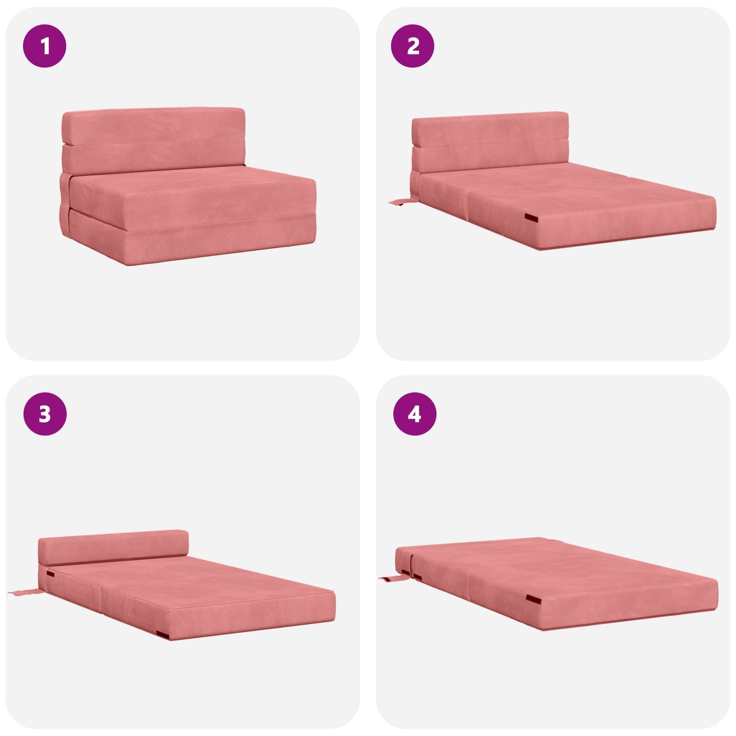 Vouwsofa Bed Roze 190 x 100 x 15 cm Fluweel is nu te koop bij PeponiXL, paradijselijk wonen!