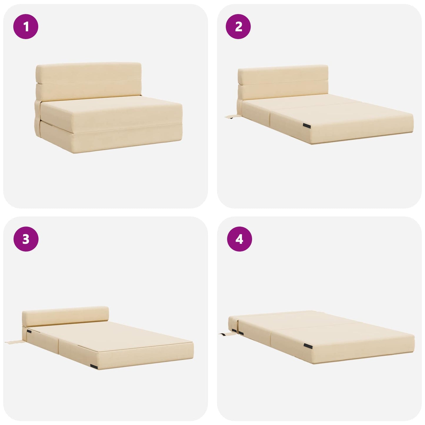 Vouwsofa Bed Crème 190 x 100 x 15 cm Katoen Stof is nu te koop bij PeponiXL, paradijselijk wonen!