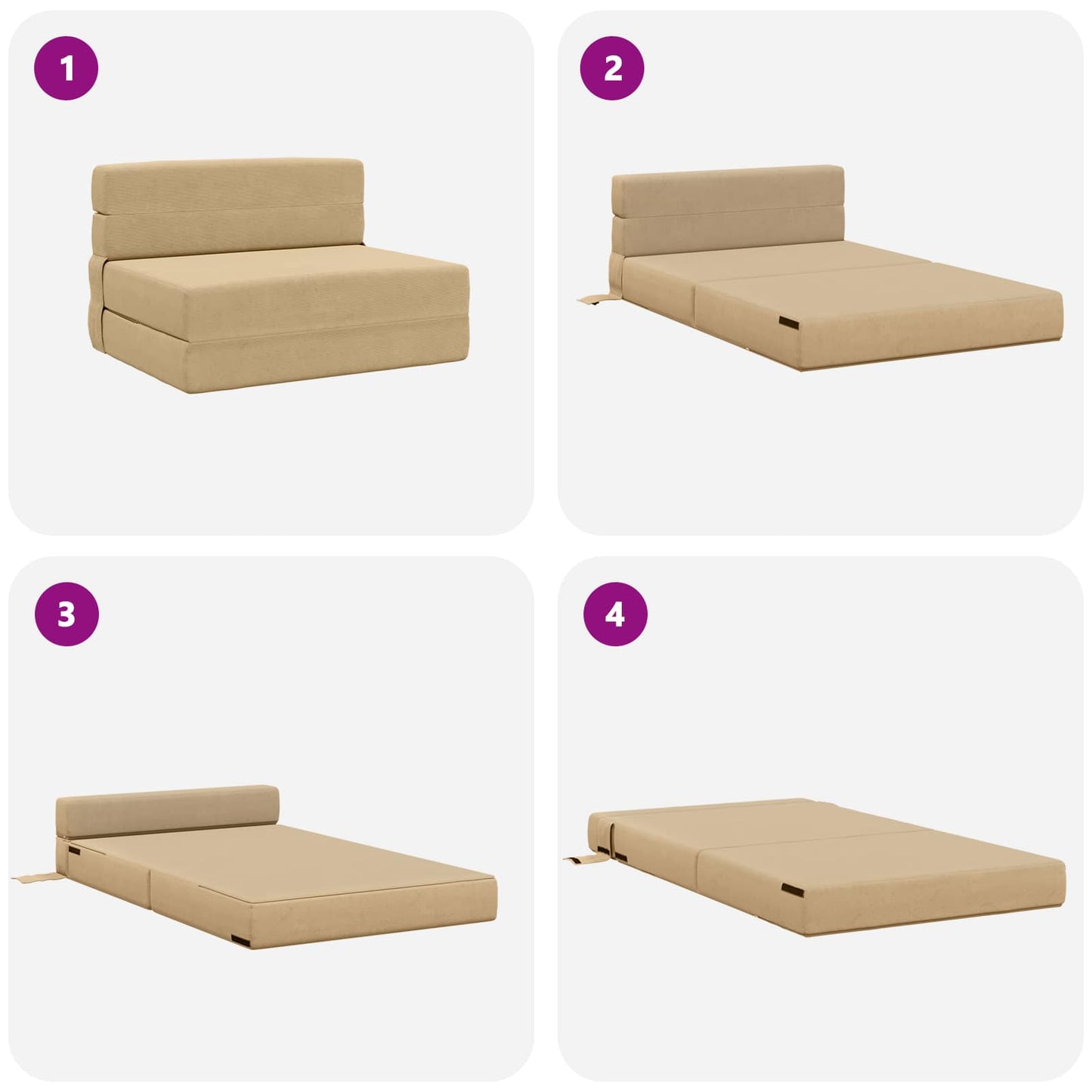 Vouwsofa Bed Lichtgroen Grijs 190 x 100 x 15 cm Katoen Stof is nu te koop bij PeponiXL, paradijselijk wonen!