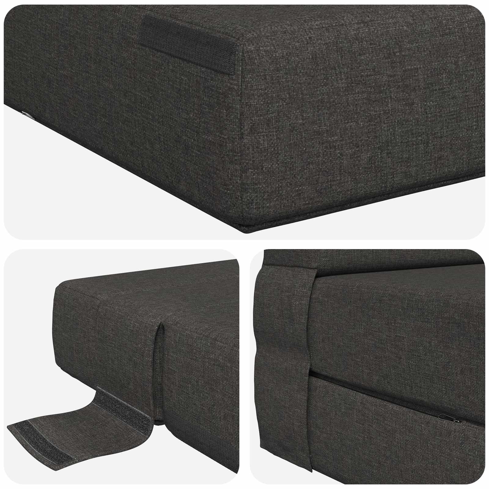 Vouwsofa Bed Donkergrijs 203 x 152 x 15 cm Stof is nu te koop bij PeponiXL, paradijselijk wonen!