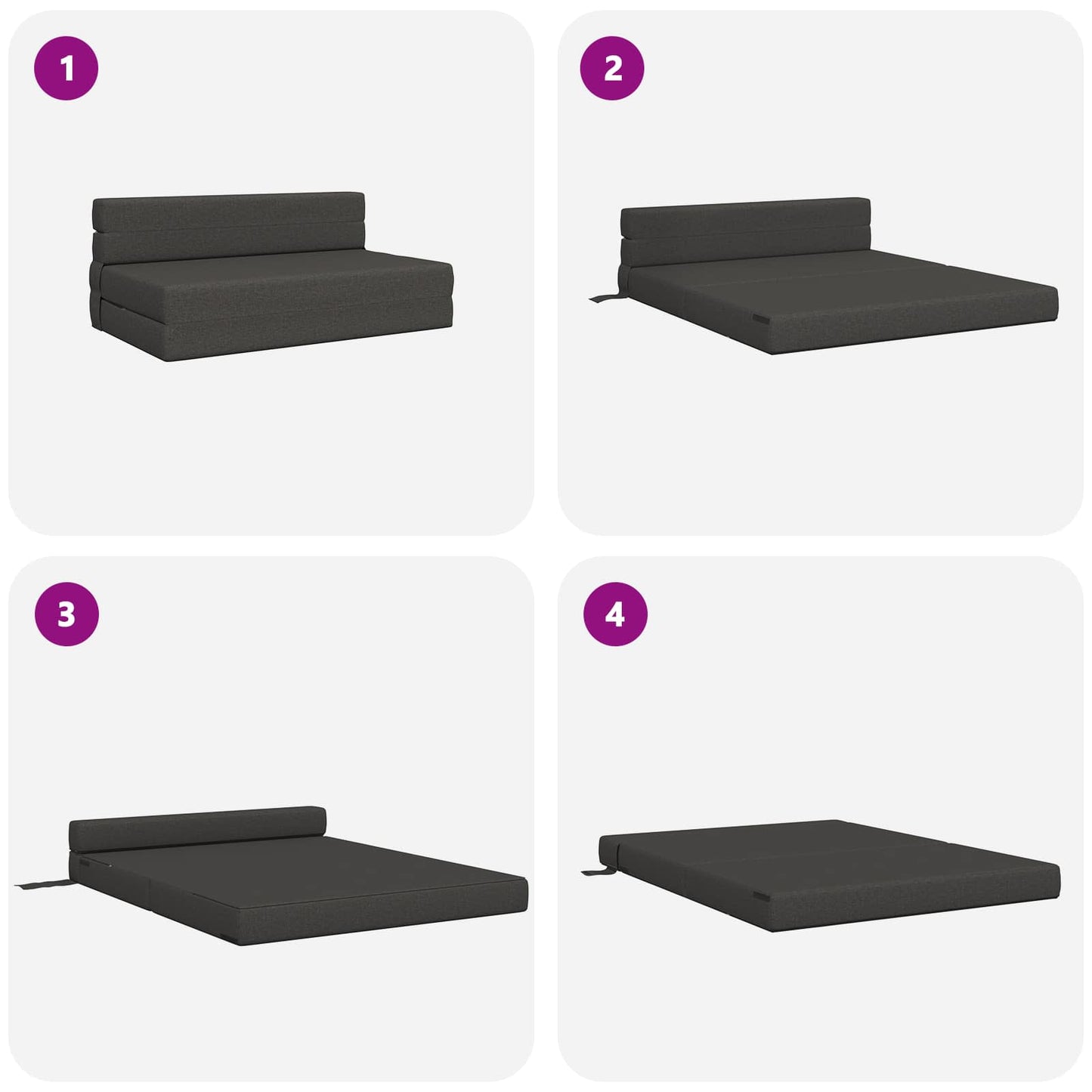 Vouwsofa Bed Donkergrijs 203 x 152 x 15 cm Stof is nu te koop bij PeponiXL, paradijselijk wonen!