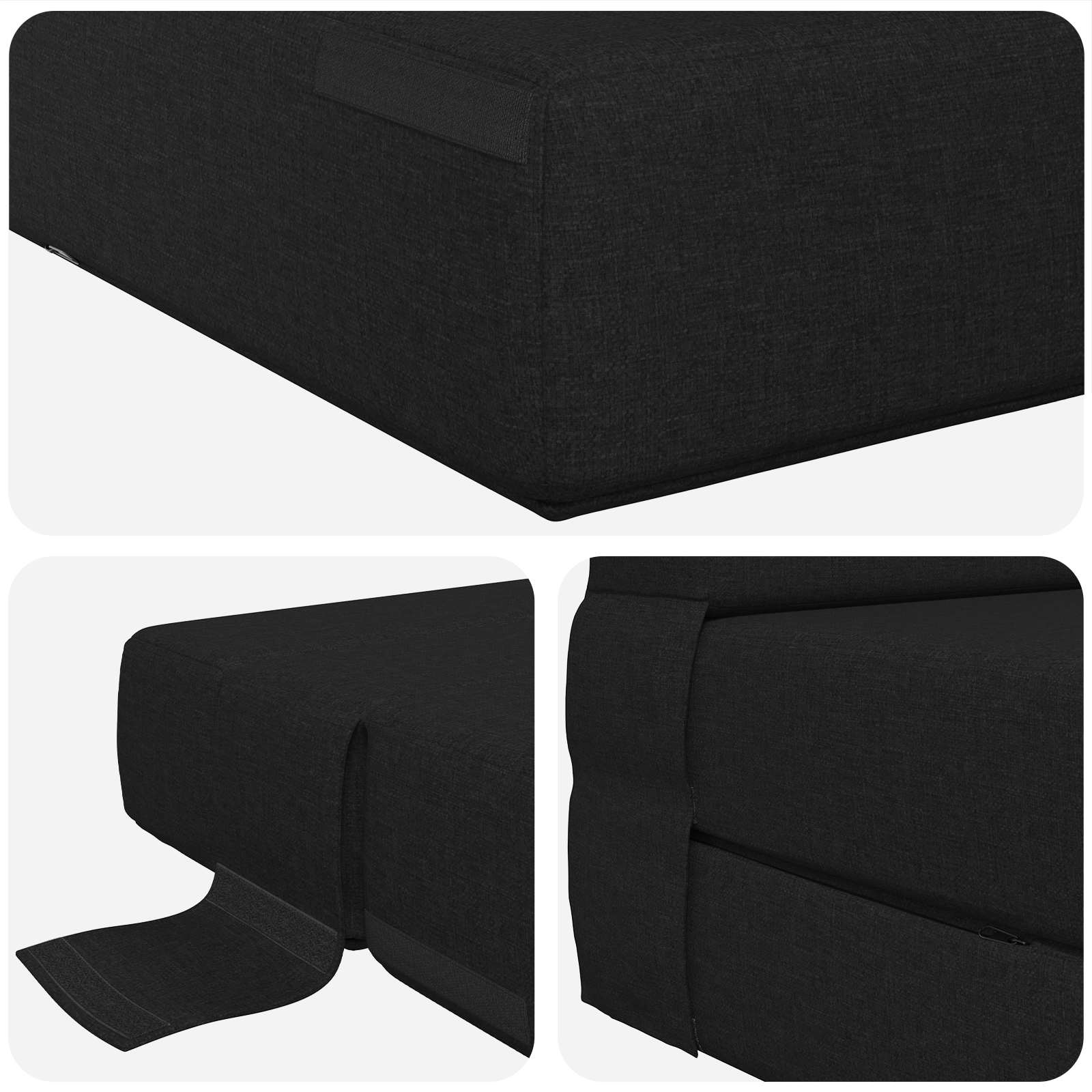 Vouwsofa Bed Zwart 203 x 152 x 15 cm Stof is nu te koop bij PeponiXL, paradijselijk wonen!
