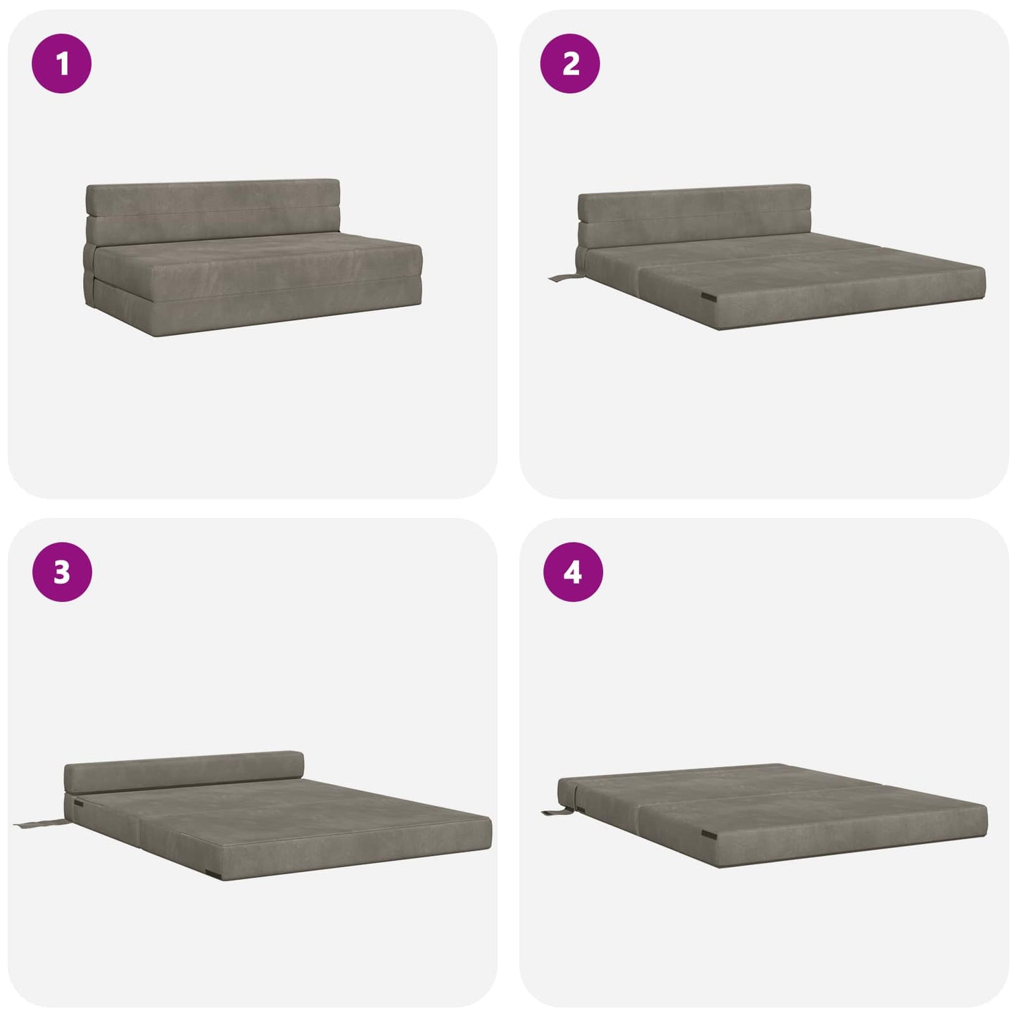 Vouwsofa Bed Lichtgrijs 203 x 152 x 15 cm Fluweel is nu te koop bij PeponiXL, paradijselijk wonen!