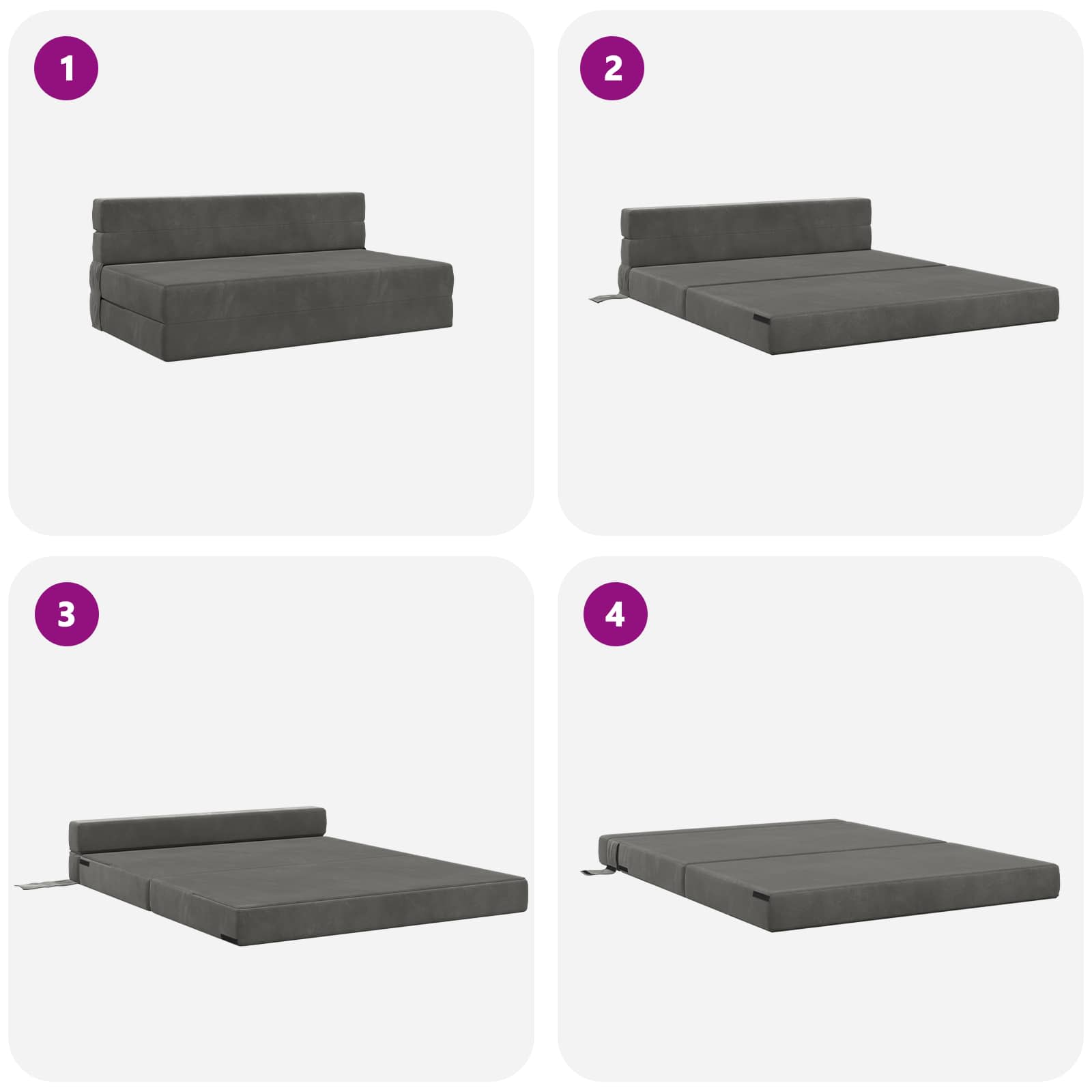 Vouwsofa Bed Donkergrijs 203 x 152 x 15 cm Fluweel is nu te koop bij PeponiXL, paradijselijk wonen!