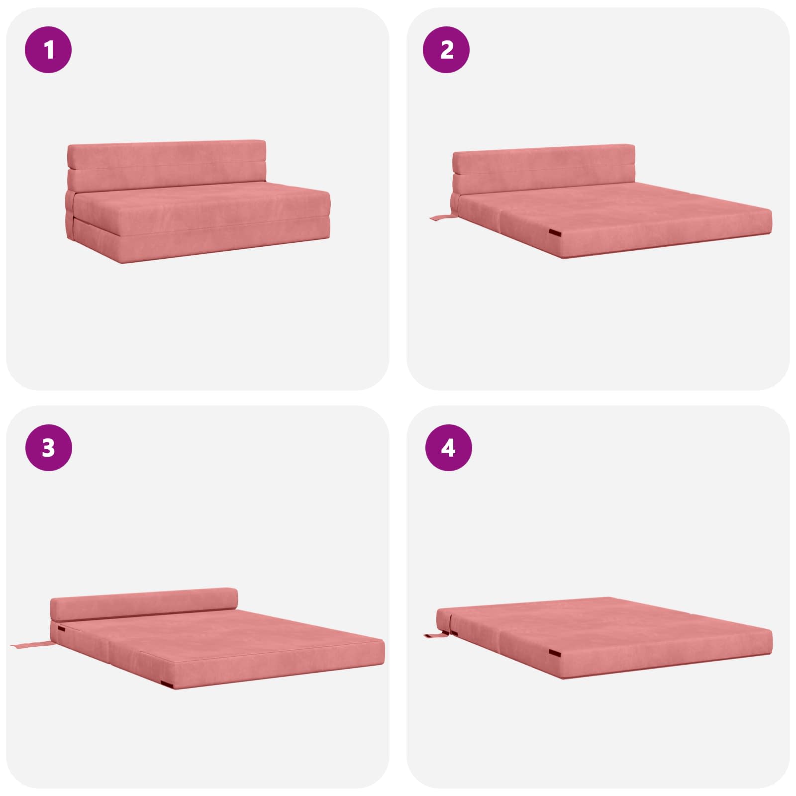 Vouwsofa Bed Roze 203 x 152 x 15 cm Fluweel is nu te koop bij PeponiXL, paradijselijk wonen!