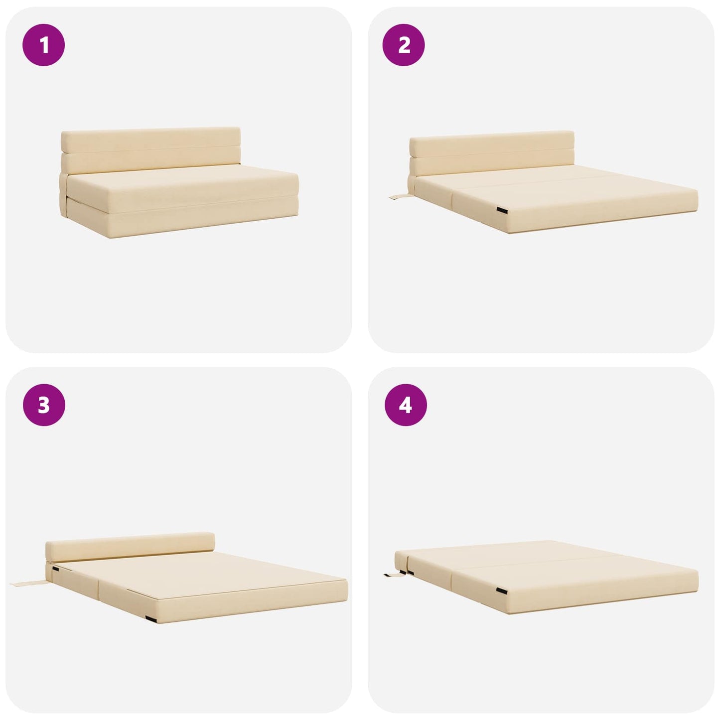 Vouwsofa Bed Crème 203 x 152 x 15 cm Katoen Stof is nu te koop bij PeponiXL, paradijselijk wonen!