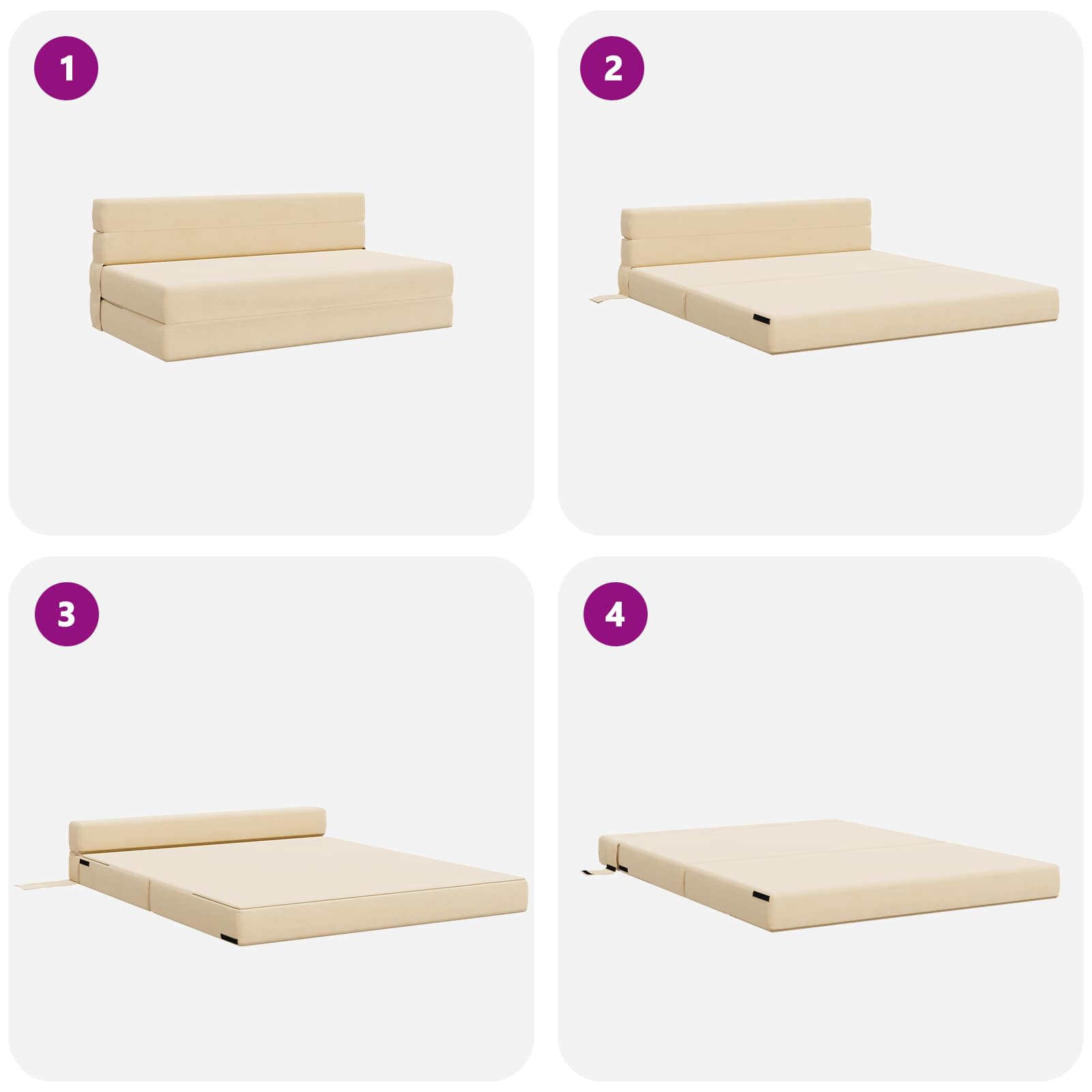 Vouwsofa Bed Crème 203 x 152 x 15 cm Katoen Stof is nu te koop bij PeponiXL, paradijselijk wonen!