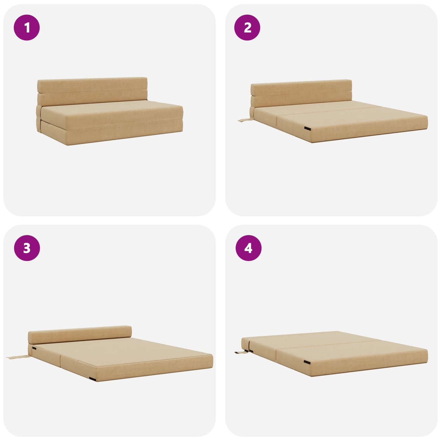 Vouwsofa Bed Lichtgroen Grijs 203 x 152 x 15 cm Katoen Stof is nu te koop bij PeponiXL, paradijselijk wonen!