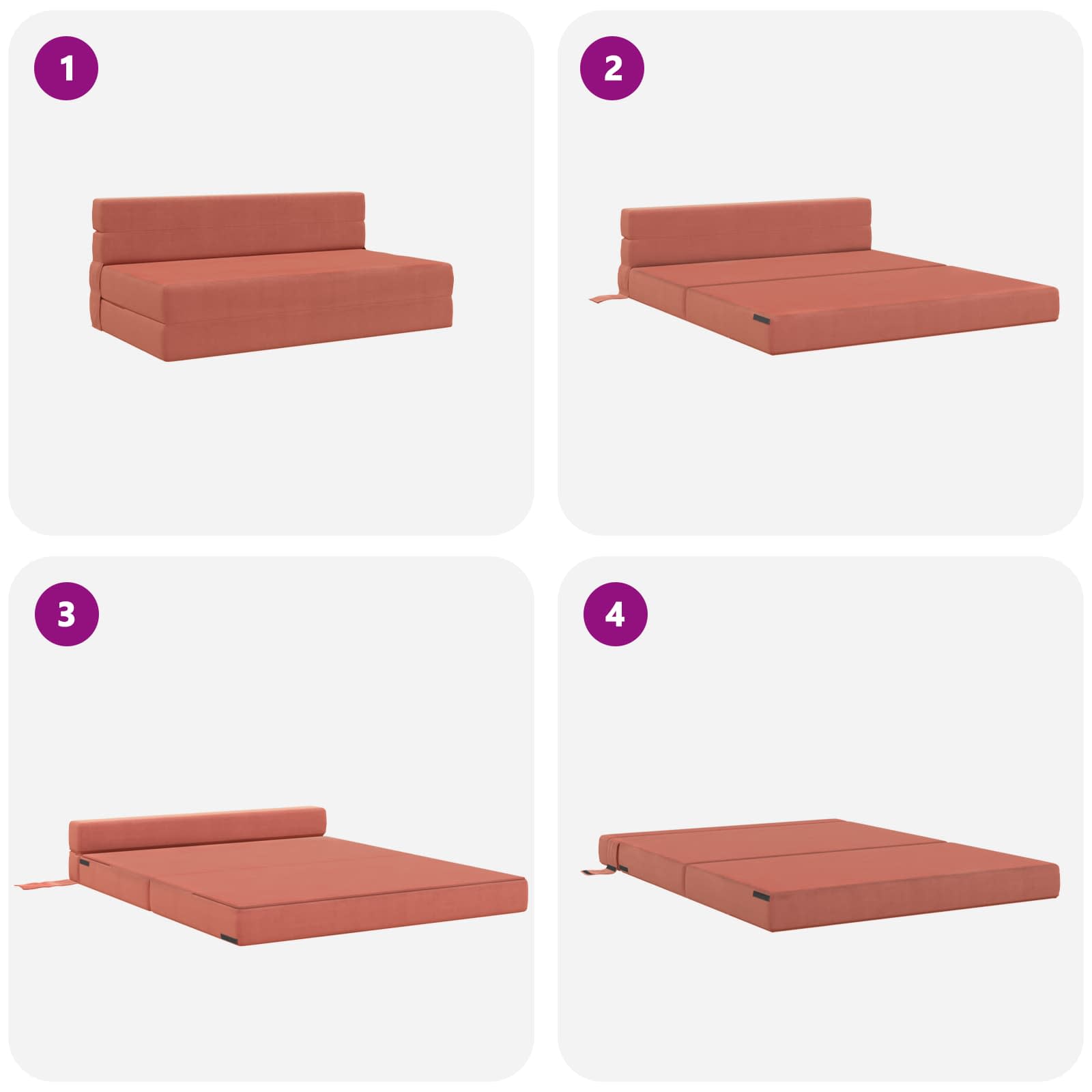 Vouwsofa Bed Rood-oranje 203 x 152 x 15 cm Katoen Stof is nu te koop bij PeponiXL, paradijselijk wonen!