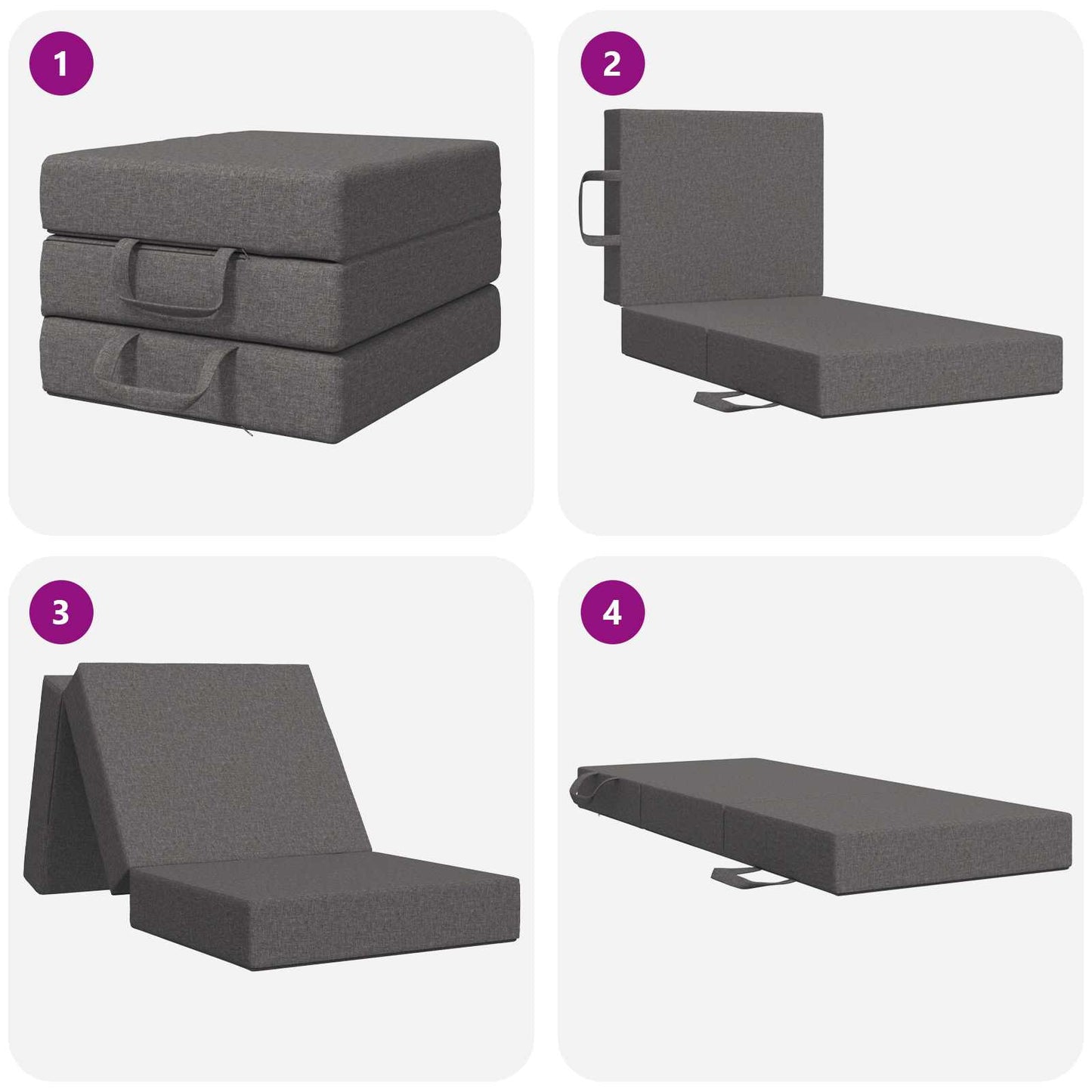 Vouwbare Bankbed 75 x 63 x 45 cm Lichtgrijs is nu te koop bij PeponiXL, paradijselijk wonen!