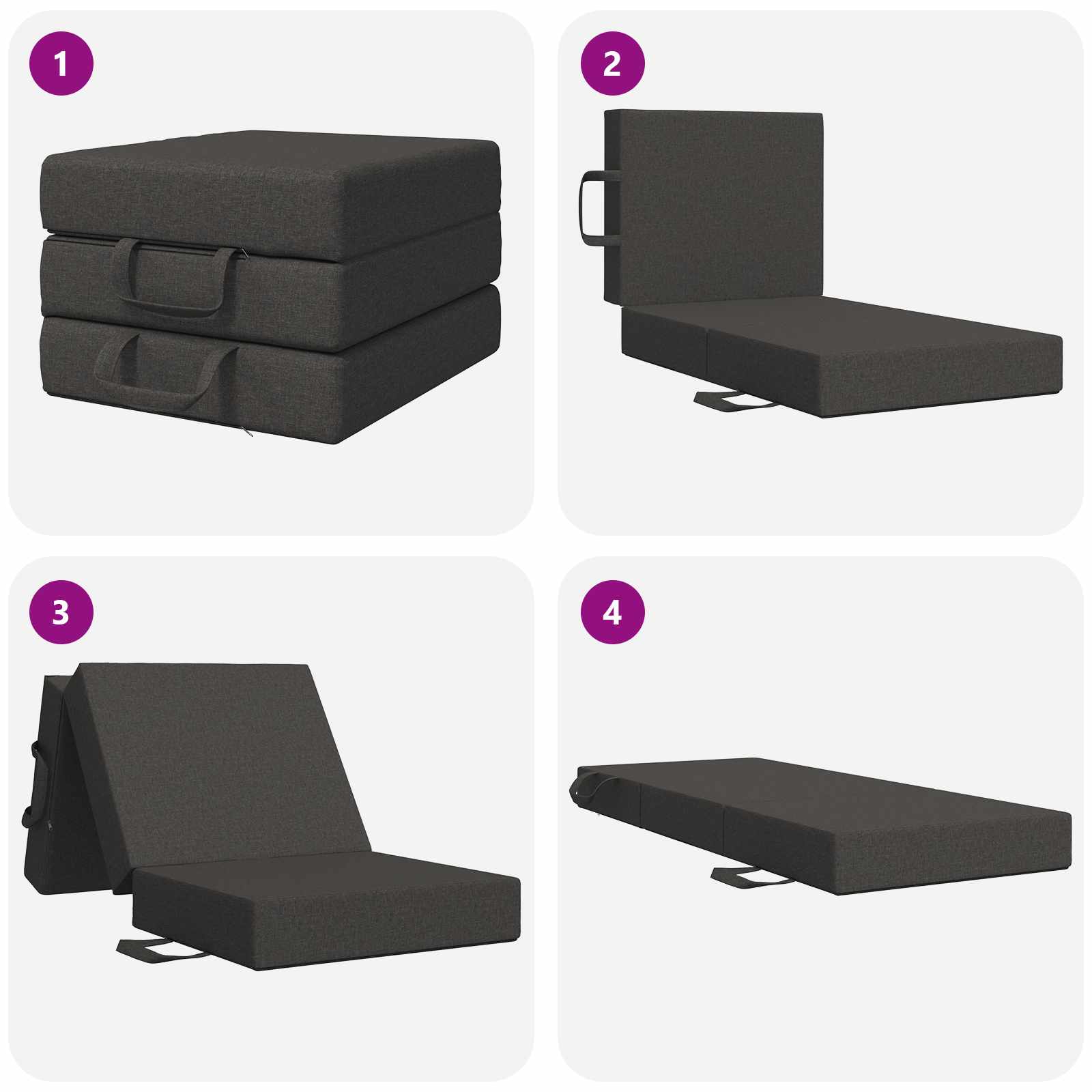 Vouwbare Bankbed 75 x 63 x 45 cm Donkergrijs is nu te koop bij PeponiXL, paradijselijk wonen!