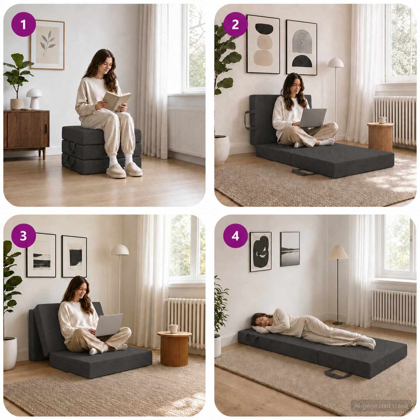 Vouwbare Bankbed 75 x 63 x 45 cm Donkergrijs is nu te koop bij PeponiXL, paradijselijk wonen!