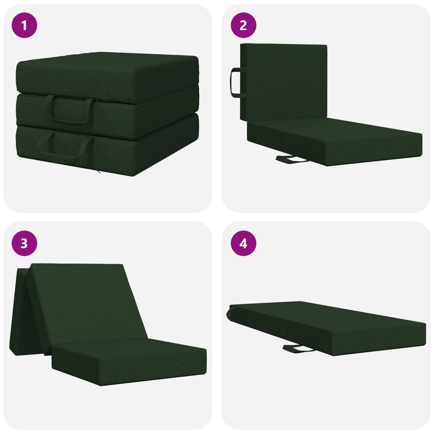 Vouwbare Bankbed 75 x 63 x 45 cm Donkergroen is nu te koop bij PeponiXL, paradijselijk wonen!