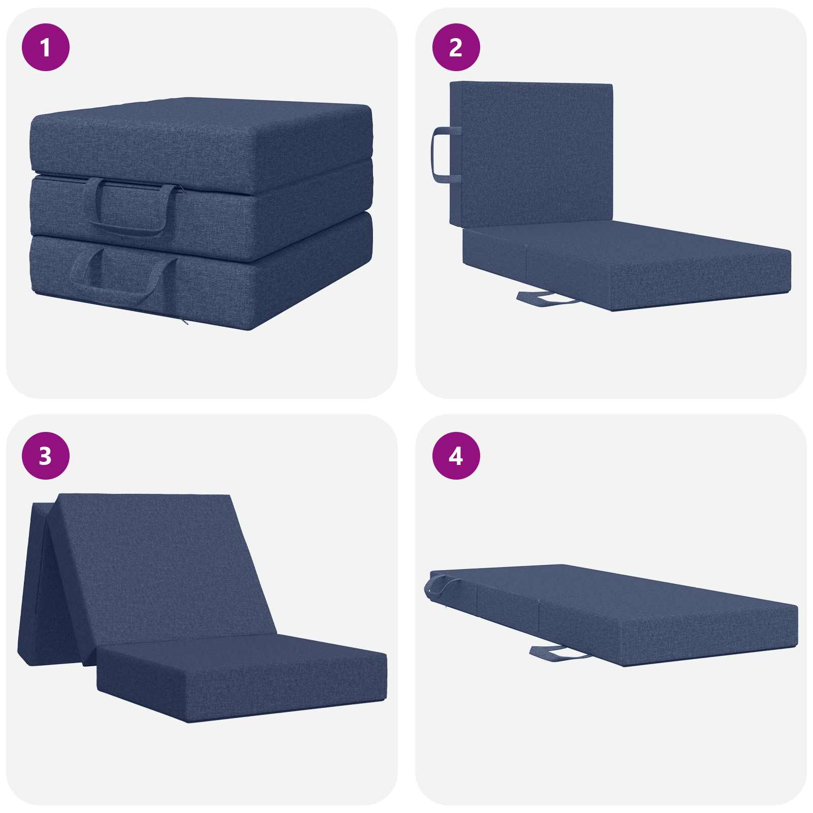 Vouwbare Bankbed 75 x 63 x 45 cm Blauw is nu te koop bij PeponiXL, paradijselijk wonen!