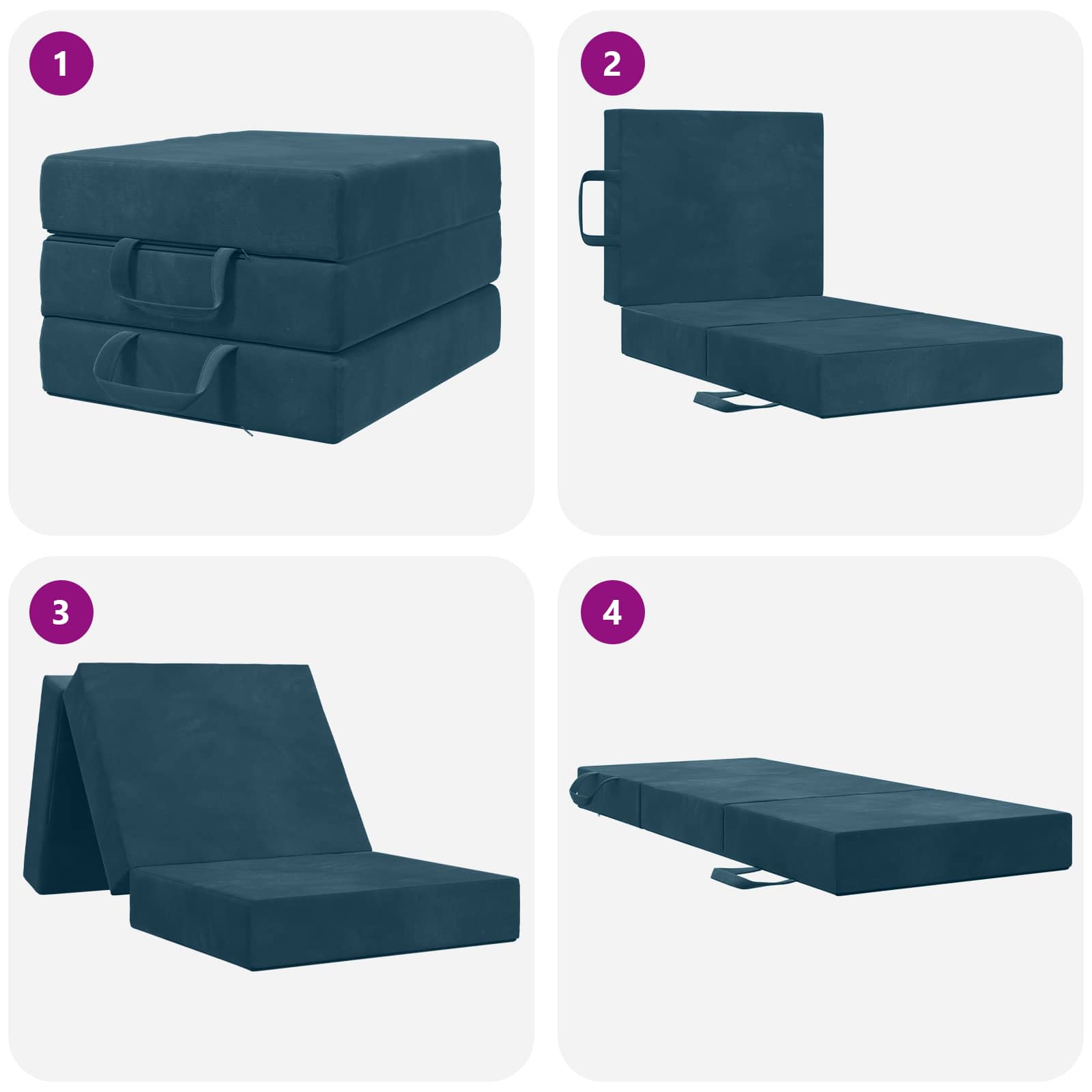 Vouwbare Bankbed 75 x 63 x 45 cm Blauw is nu te koop bij PeponiXL, paradijselijk wonen!