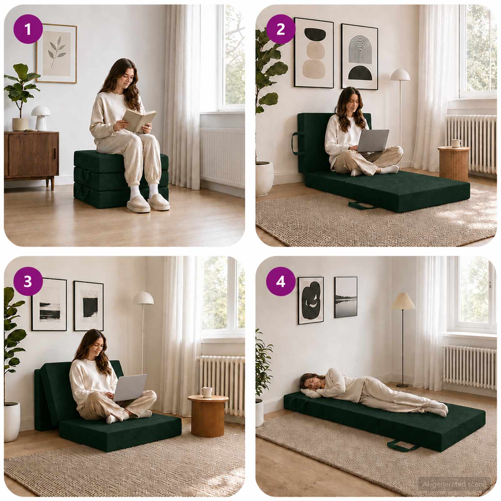 Vouwbare Bankbed 75 x 63 x 45 cm Donkergroen is nu te koop bij PeponiXL, paradijselijk wonen!
