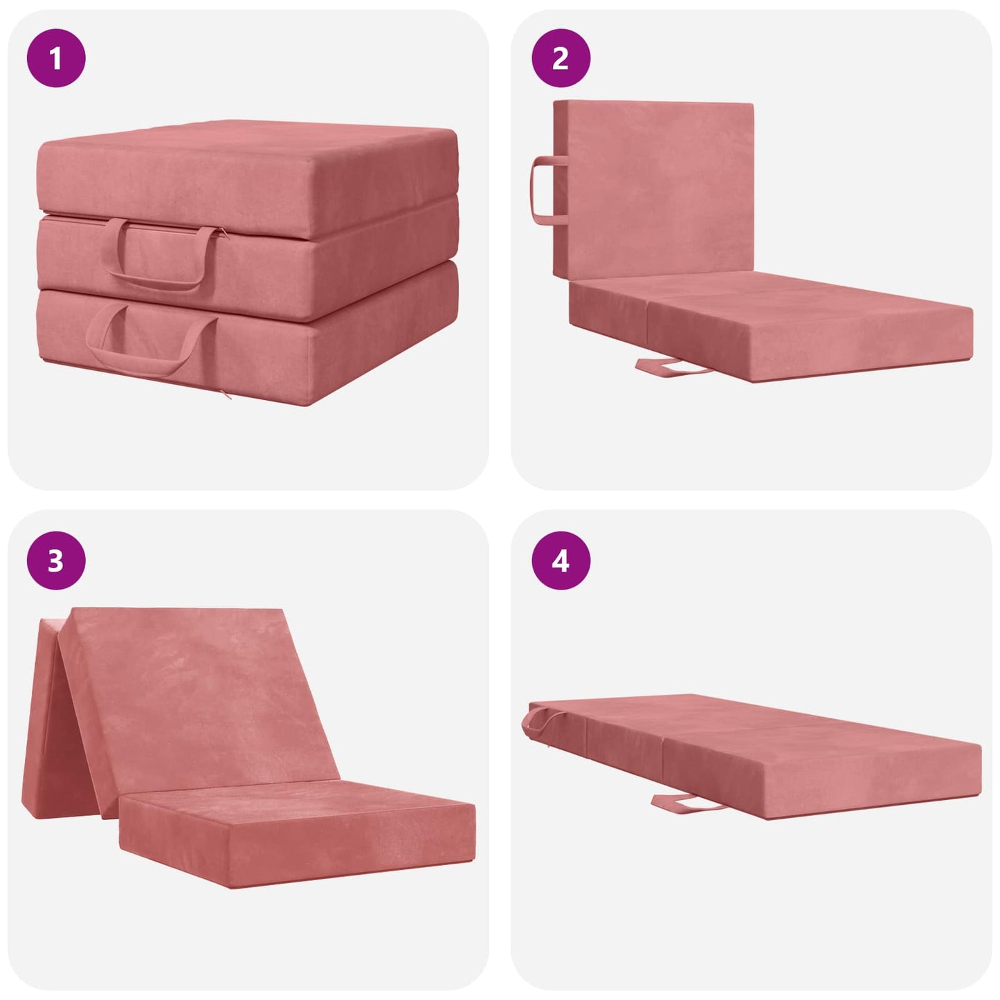 Vouwbare Bankbed 75 x 63 x 45 cm Roze is nu te koop bij PeponiXL, paradijselijk wonen!