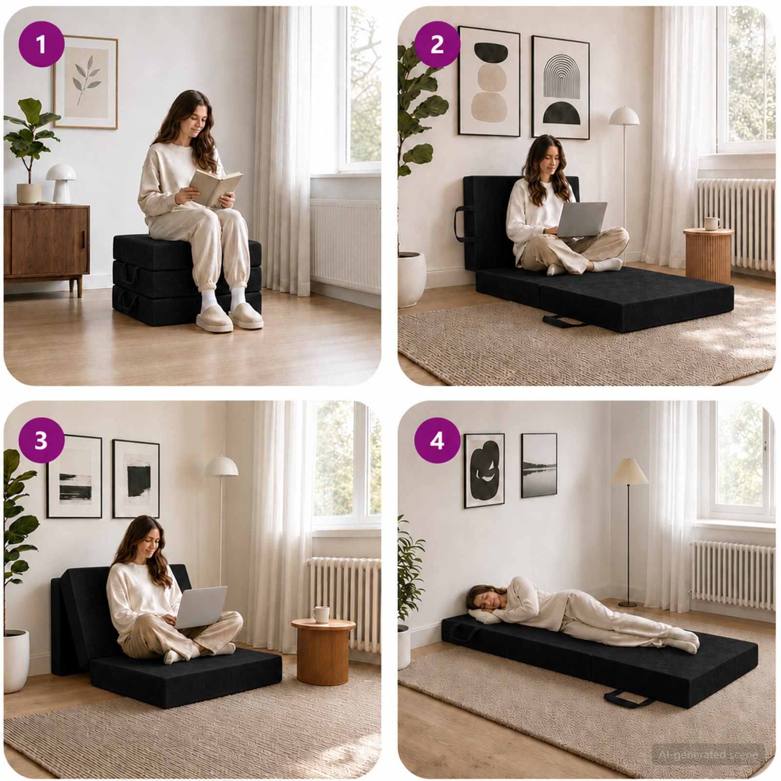 Vouwbare Bankbed 75 x 63 x 45 cm Zwart is nu te koop bij PeponiXL, paradijselijk wonen!