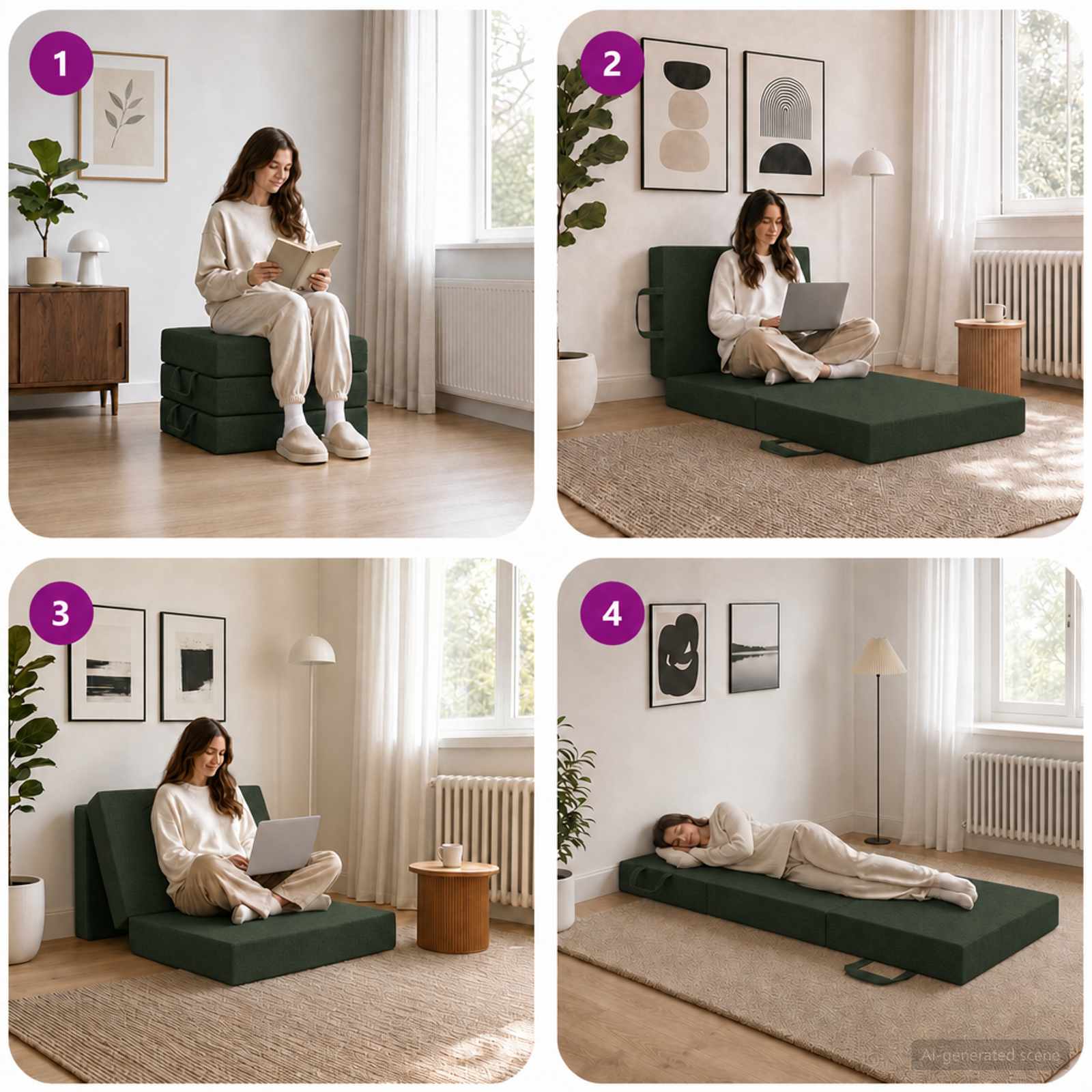 Vouwbare Bankbed 90 x 63 x 45 cm Donkergroen is nu te koop bij PeponiXL, paradijselijk wonen!