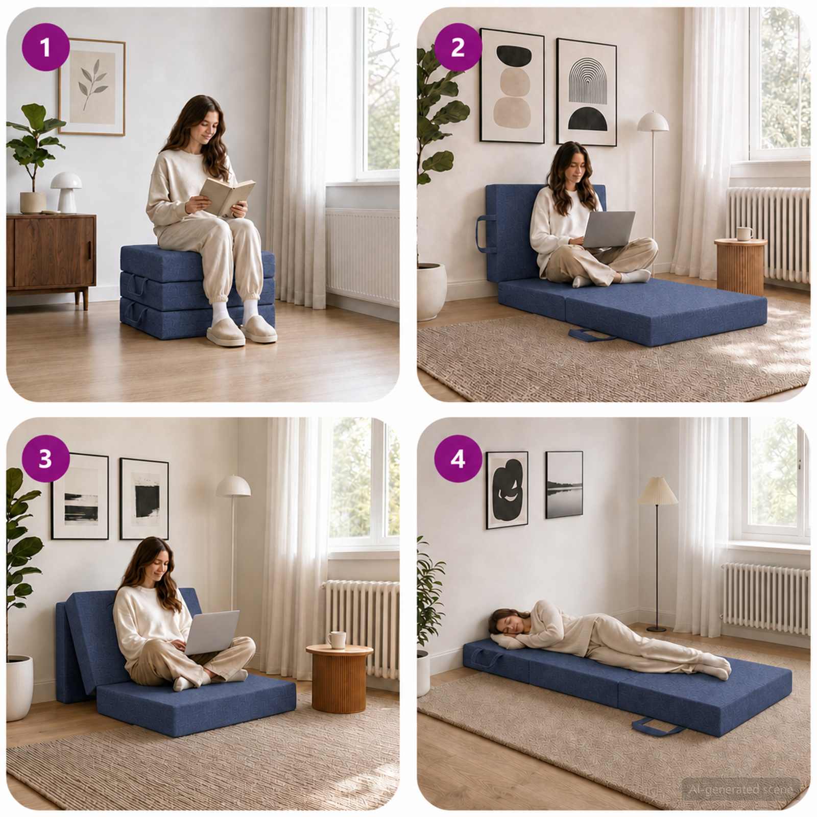 Vouwbare Bankbed 90 x 63 x 45 cm Blauw is nu te koop bij PeponiXL, paradijselijk wonen!