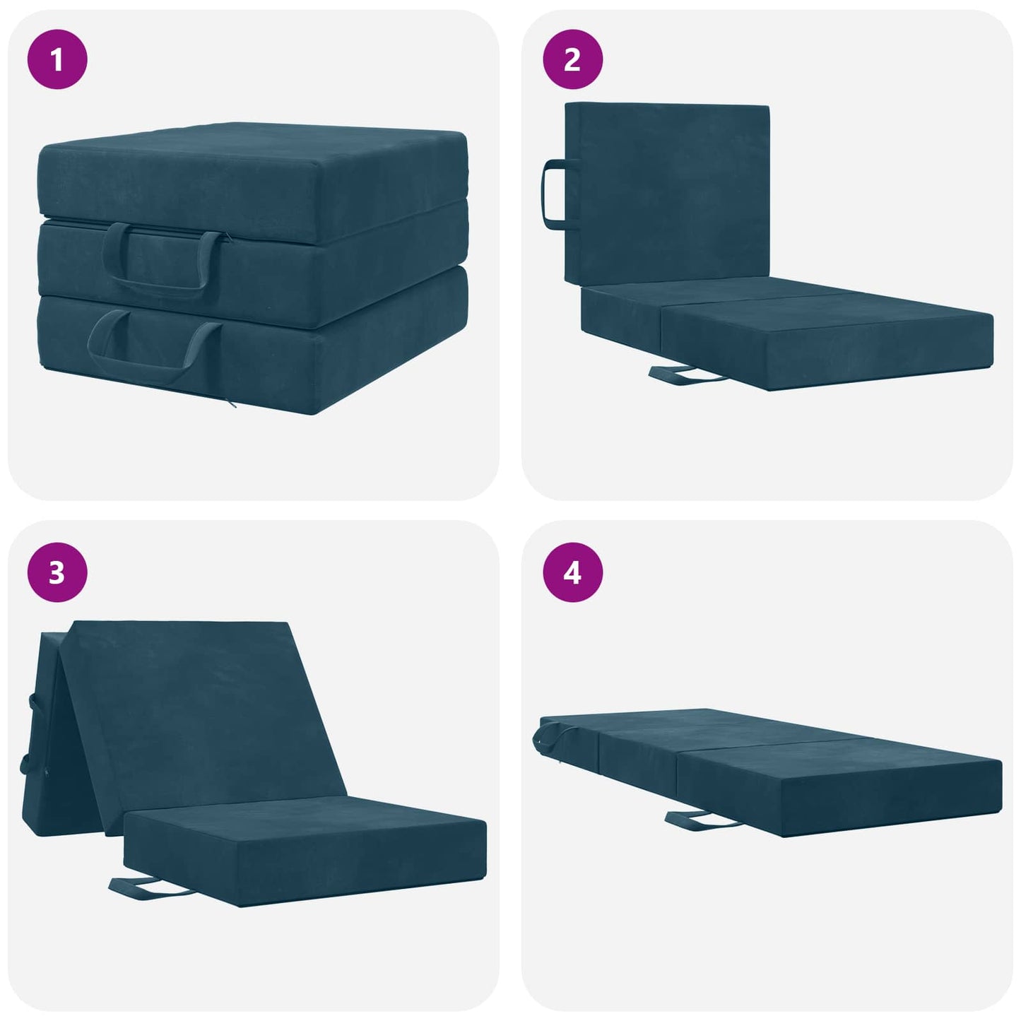 Vouwbare Bankbed 90 x 63 x 45 cm Blauw is nu te koop bij PeponiXL, paradijselijk wonen!