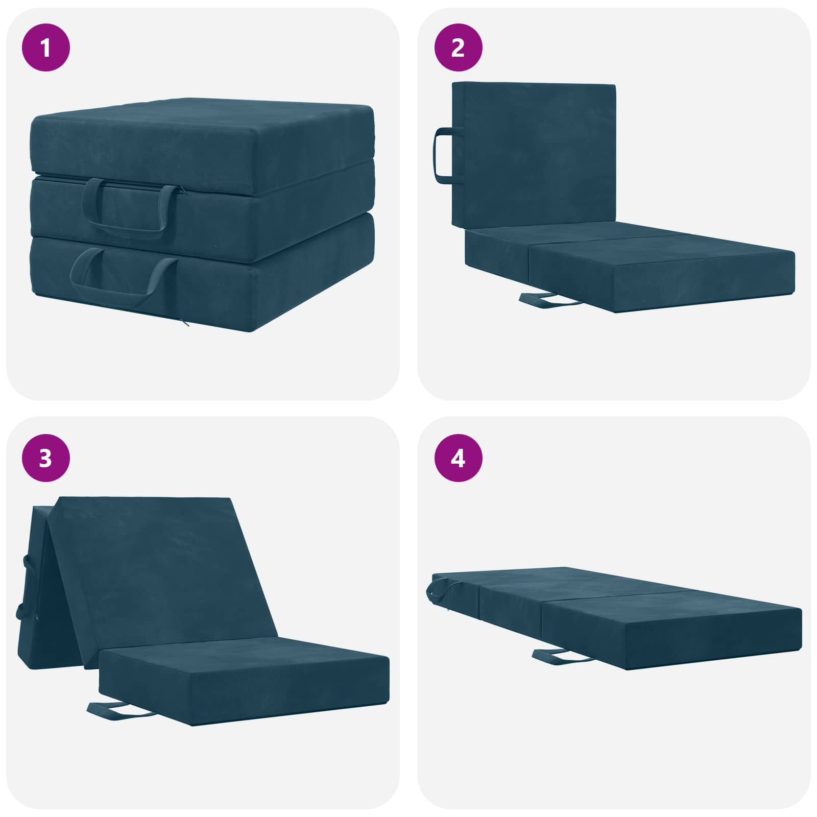 Vouwbare Bankbed 90 x 63 x 45 cm Blauw is nu te koop bij PeponiXL, paradijselijk wonen!