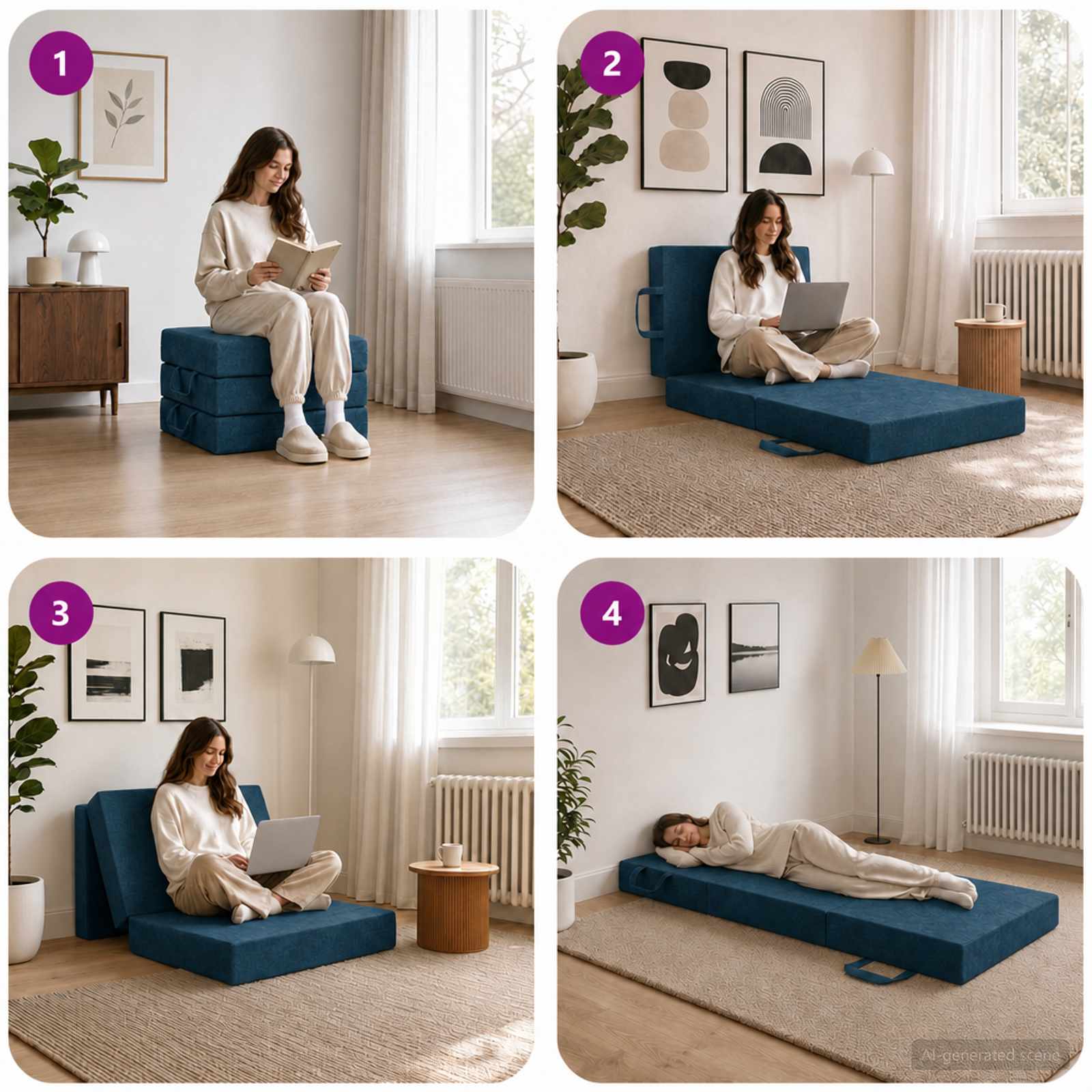 Vouwbare Bankbed 90 x 63 x 45 cm Blauw is nu te koop bij PeponiXL, paradijselijk wonen!