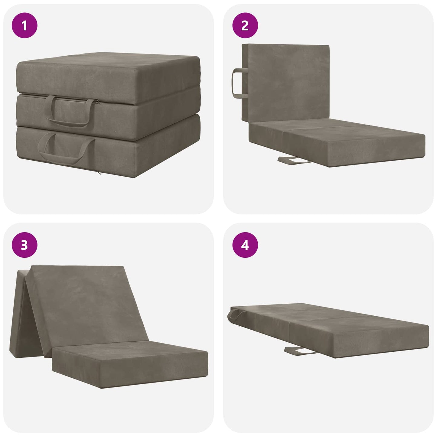 Vouwbare Bankbed 90 x 63 x 45 cm Lichtgrijs is nu te koop bij PeponiXL, paradijselijk wonen!