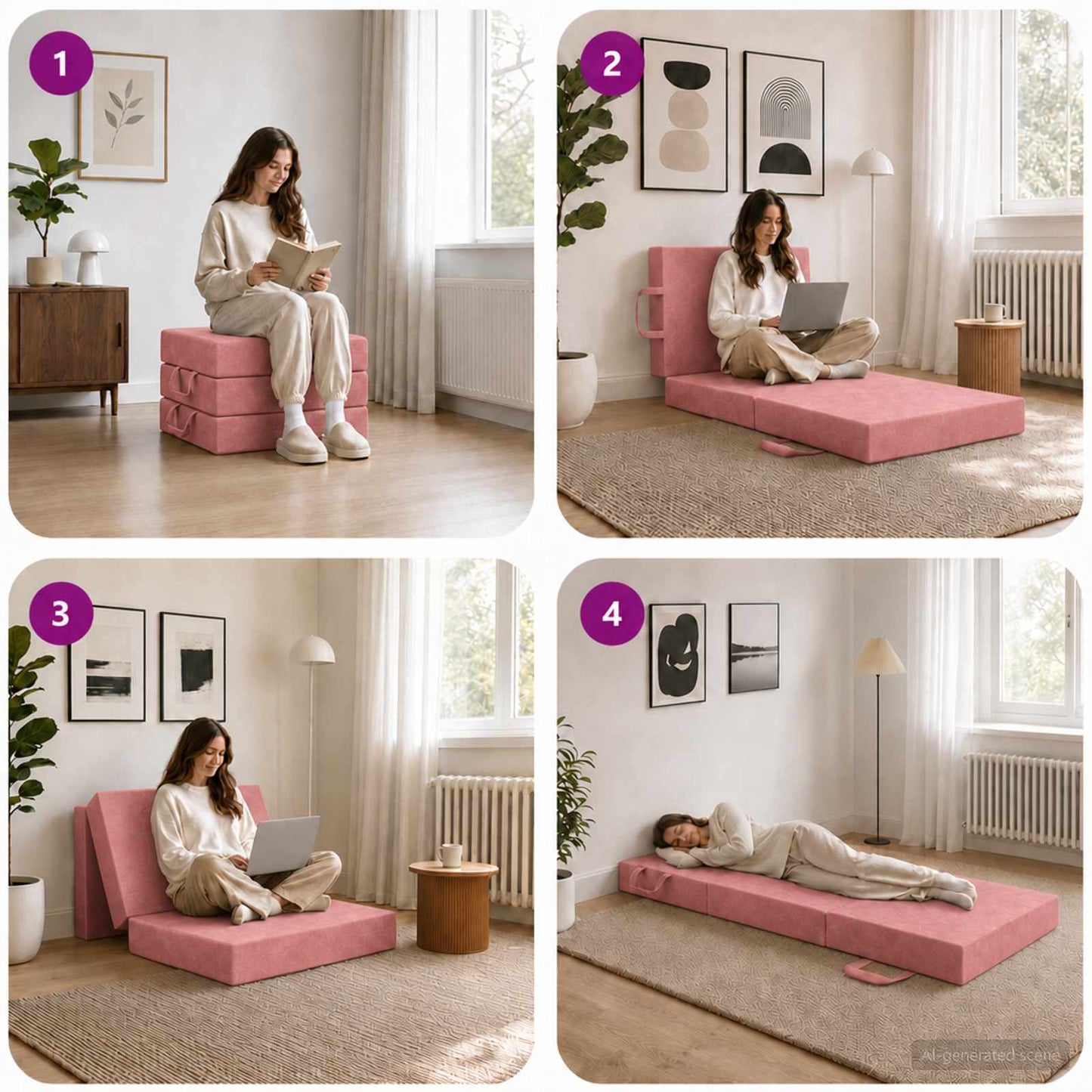 Vouwbare Bankbed 90 x 63 x 45 cm Roze is nu te koop bij PeponiXL, paradijselijk wonen!
