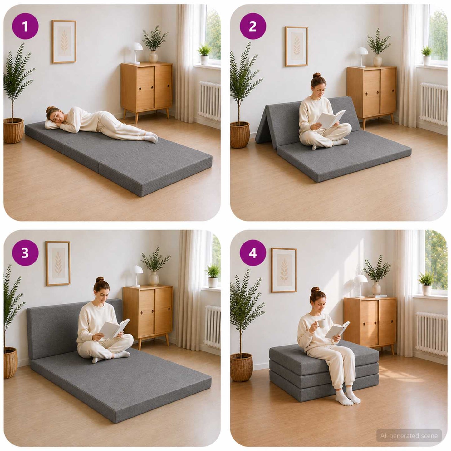 Vouwbare Bankbed 80 x 67 x 45 cm Lichtgrijs is nu te koop bij PeponiXL, paradijselijk wonen!