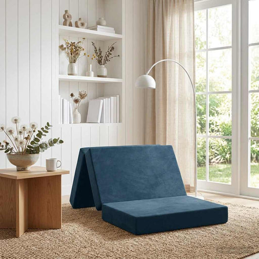 Vouwbare Bankbed 90 x 67 x 45 cm Blauw is nu te koop bij PeponiXL, paradijselijk wonen!