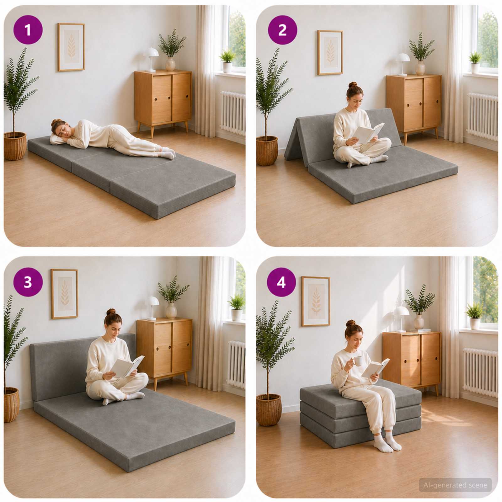 Vouwbare Bankbed 80 x 67 x 45 cm Lichtgrijs is nu te koop bij PeponiXL, paradijselijk wonen!