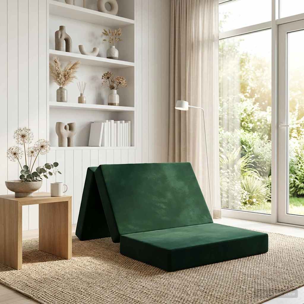 Vouwbare Bankbed 100 x 67 x 45 cm Donkergroen is nu te koop bij PeponiXL, paradijselijk wonen!