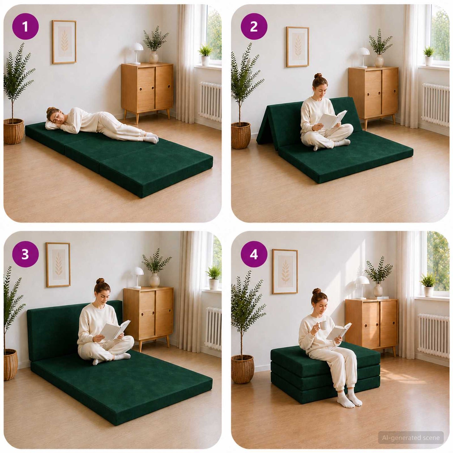 Vouwbare Bankbed 80 x 67 x 45 cm Donkergroen is nu te koop bij PeponiXL, paradijselijk wonen!