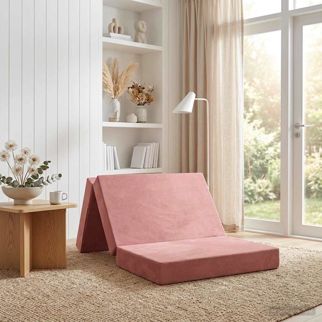 Vouwbare Bankbed 90 x 67 x 45 cm Roze is nu te koop bij PeponiXL, paradijselijk wonen!
