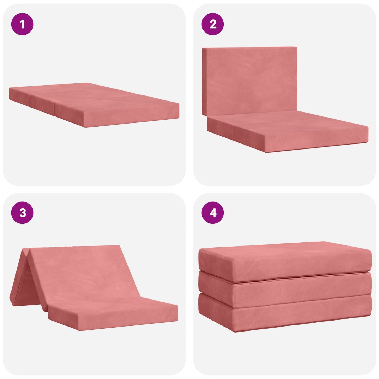Vouwbare Bankbed 80 x 67 x 45 cm Roze is nu te koop bij PeponiXL, paradijselijk wonen!