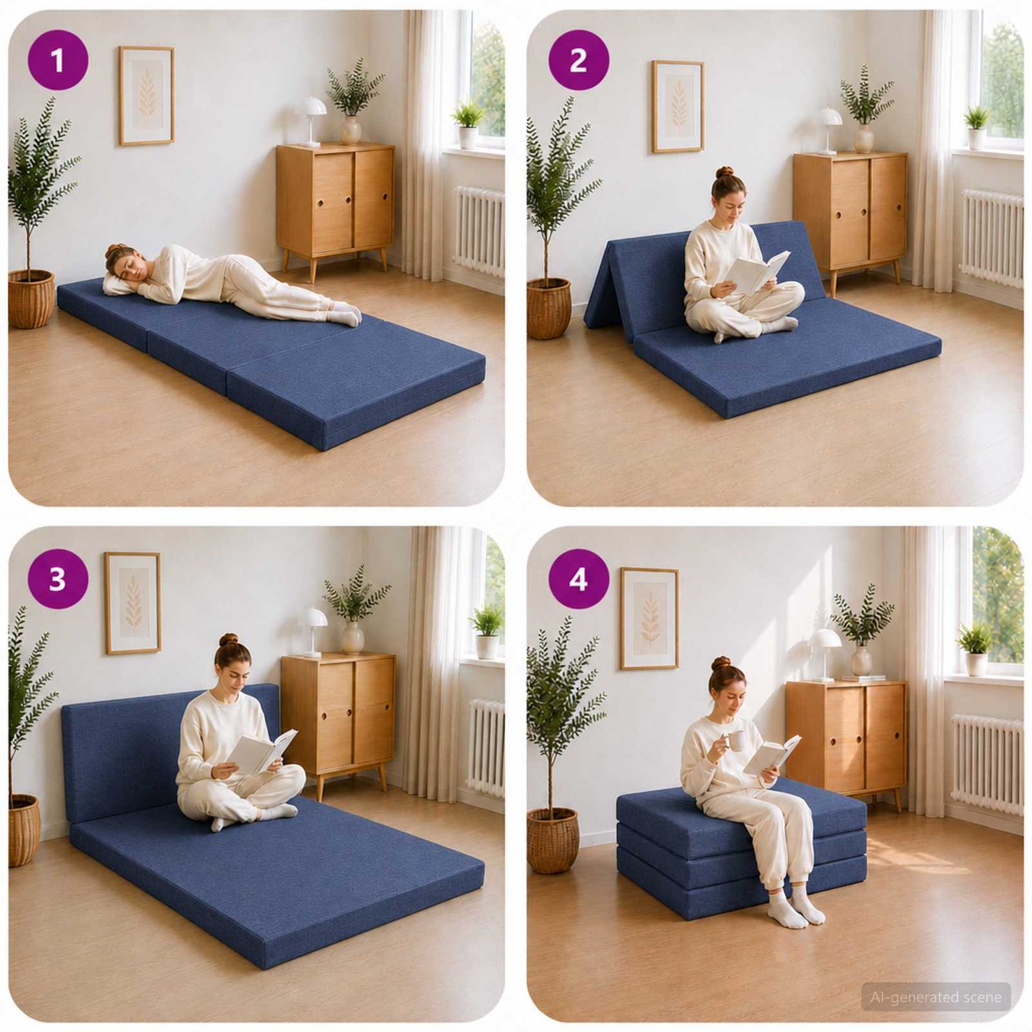 Vouwbare Bankbed 90 x 67 x 45 cm Blauw is nu te koop bij PeponiXL, paradijselijk wonen!
